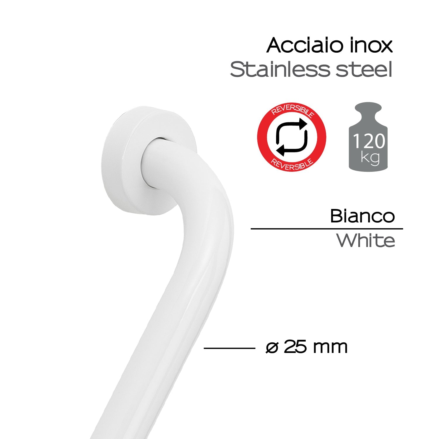  Maniglione reversibile 135° Up di Gedy - Bianco by CeramicStore | Lo specialista del tuo bagno