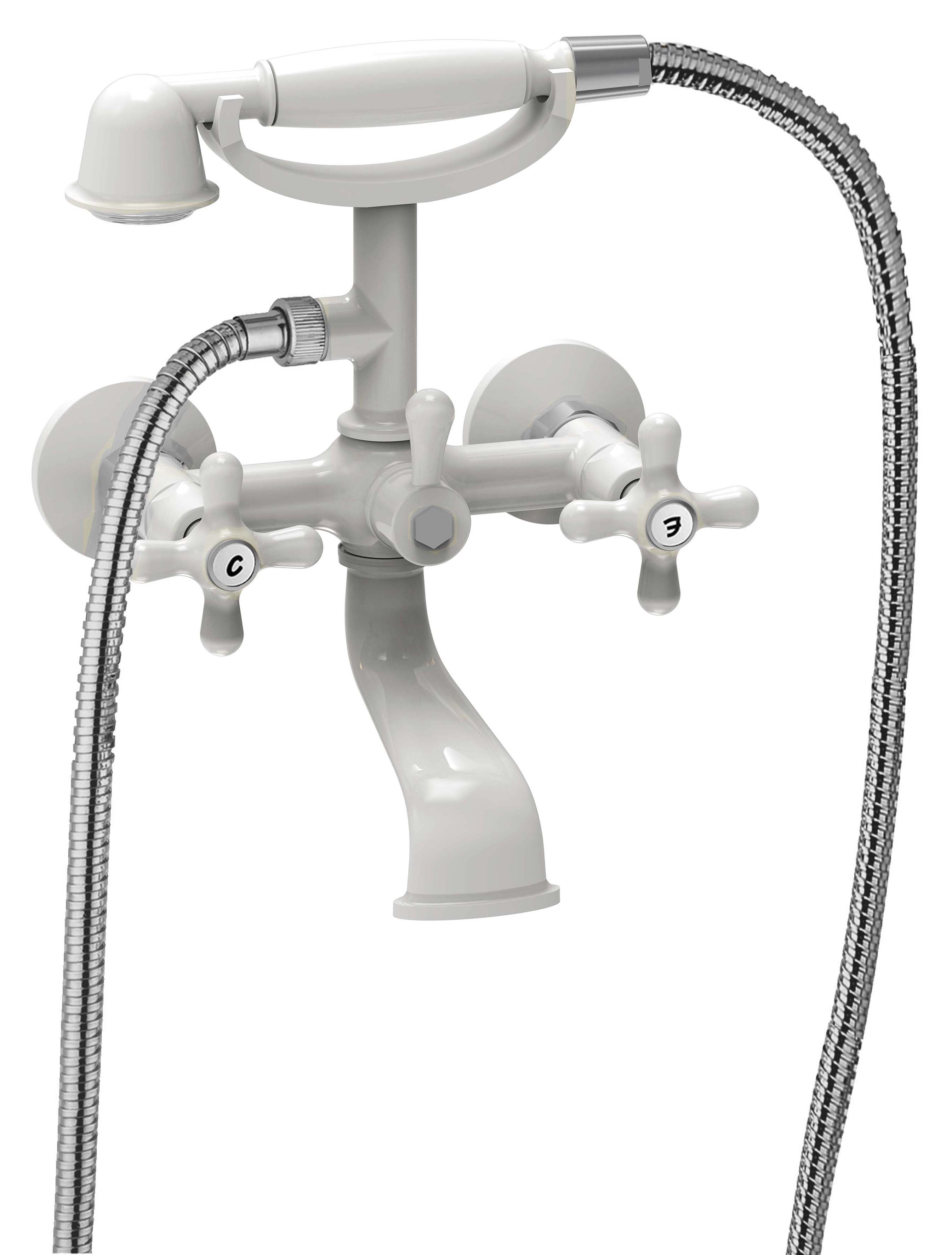 Gruppo vasca/doccia lusso con deviatore Paffoni serie Iris con flessibile 1000 mm - Cromo/Bianco