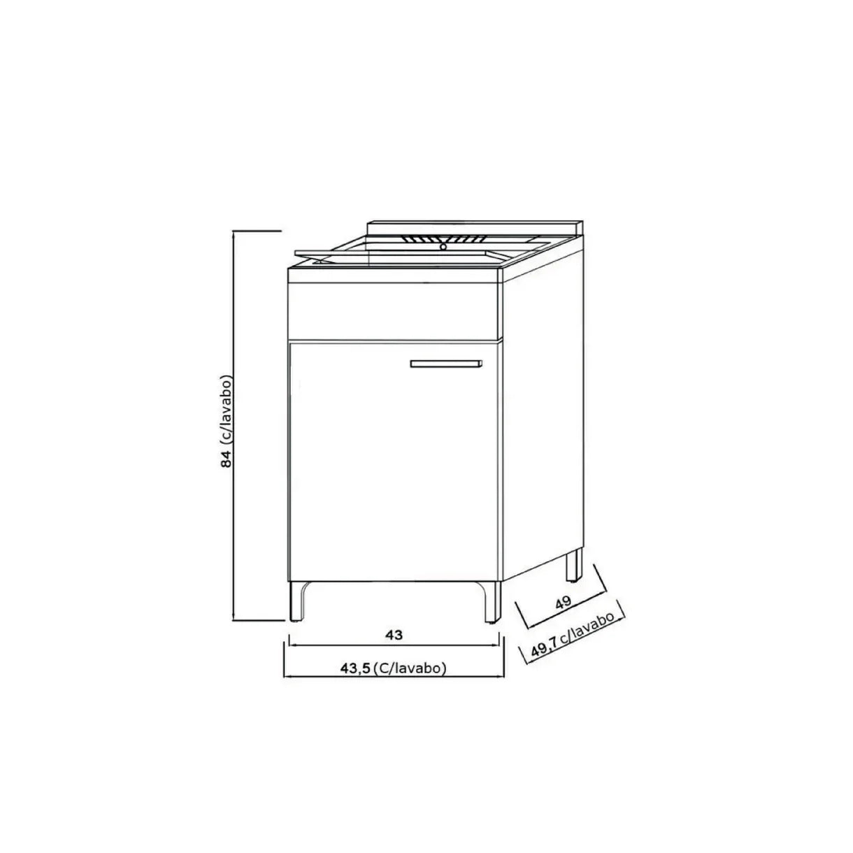 Mobile lavatoio da terra Cubi&Co linea Star 45 cm con vasca in resina - Rovere dolomite 2