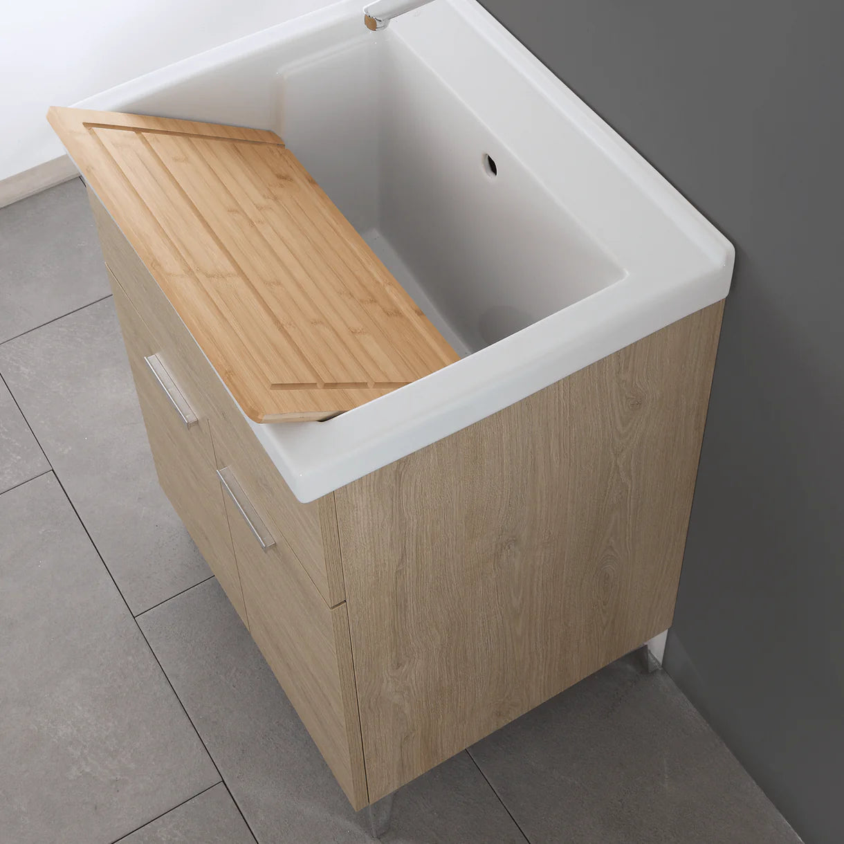 Mobile lavatoio da terra Cubi&Co linea Star 60 cm con vasca in resina - Rovere dolomite 4