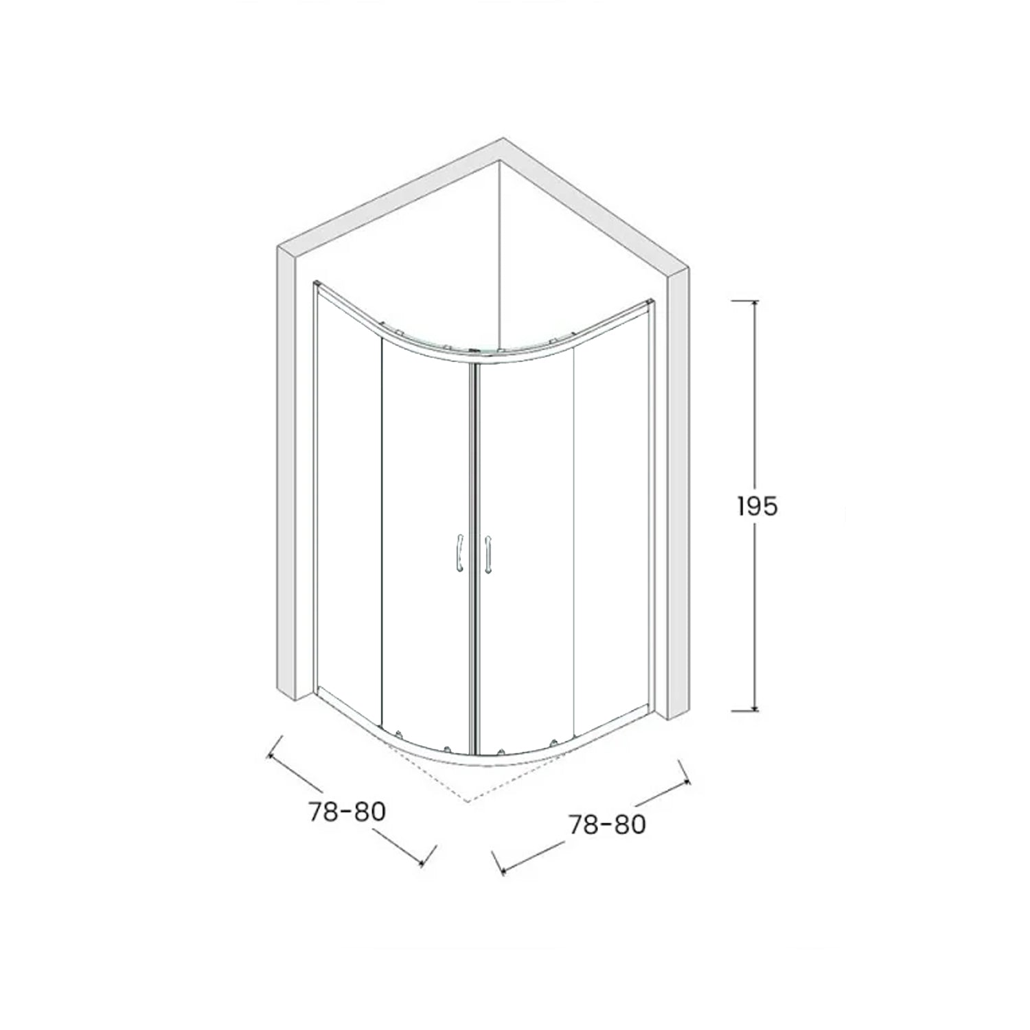 Box doccia semicircolare DocciaGo modello Treasure con porte scorrevoli, profilo nero e vetro trasparente - 80x80 cm 6