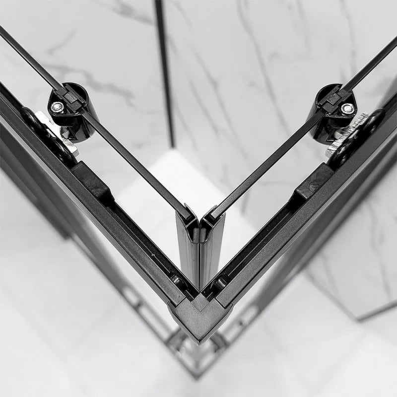 Box doccia semicircolare DocciaGo modello Treasure con porte scorrevoli, profilo nero e vetro trasparente - 80x80 cm 4