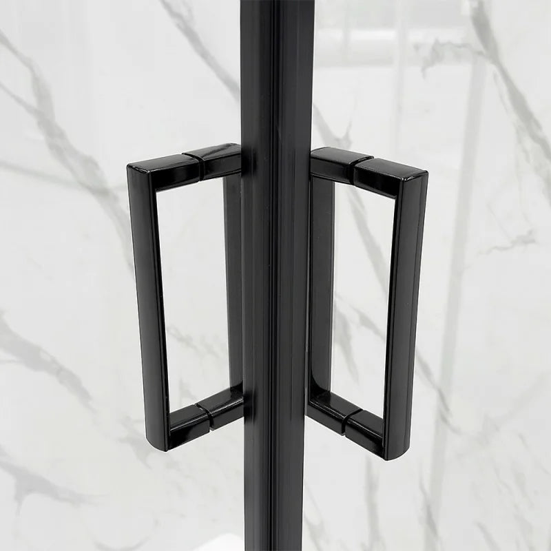 Box doccia semicircolare DocciaGo modello Treasure con porte scorrevoli, profilo nero e vetro trasparente - 90x90 cm 3