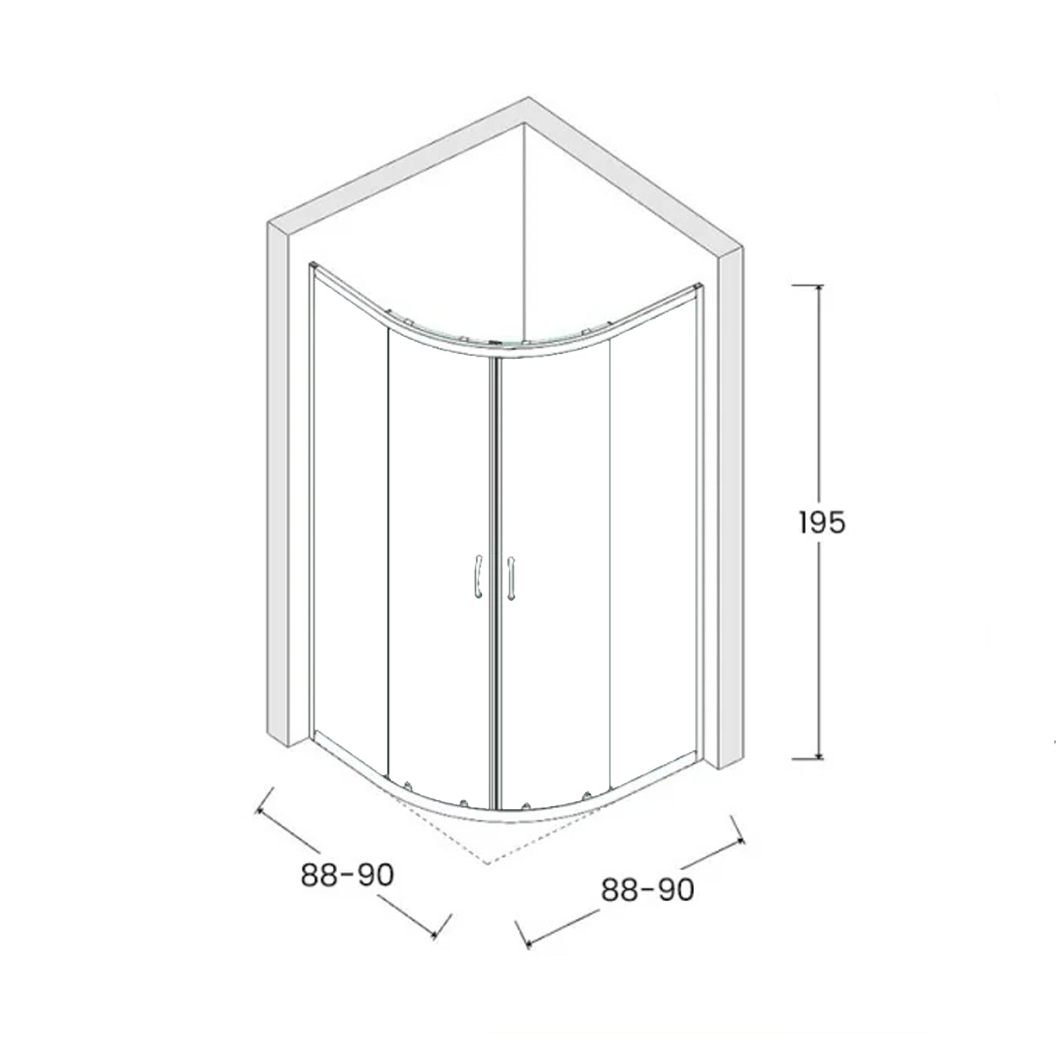Box doccia semicircolare DocciaGo modello Treasure con porte scorrevoli, profilo nero e vetro trasparente - 90x90 cm 6