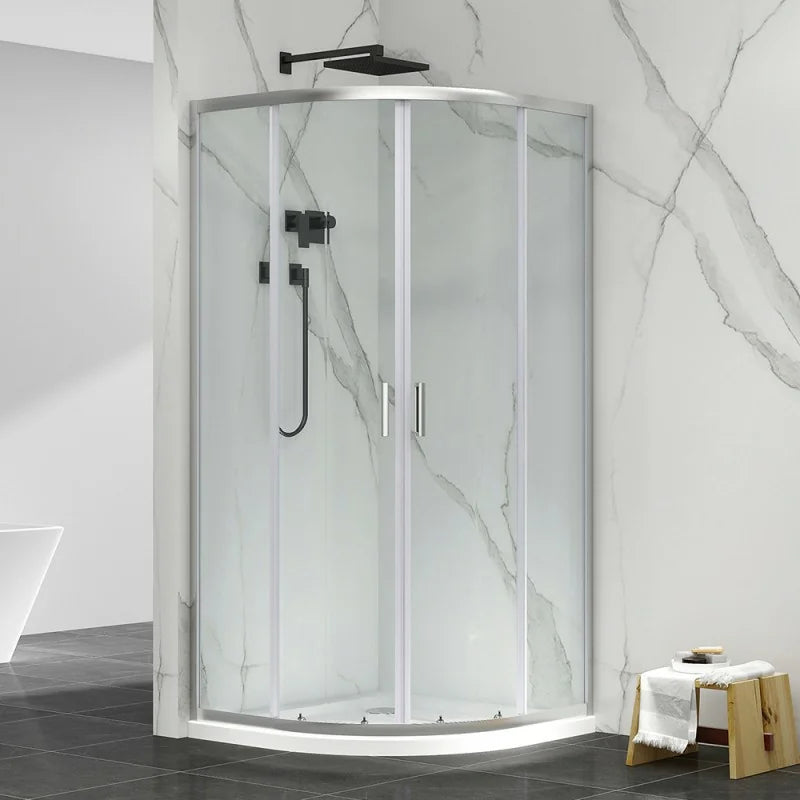 Box doccia semicircolare DocciaGo modello Treasure con porte scorrevoli, profilo cromo e vetro trasparente - 80x80 cm