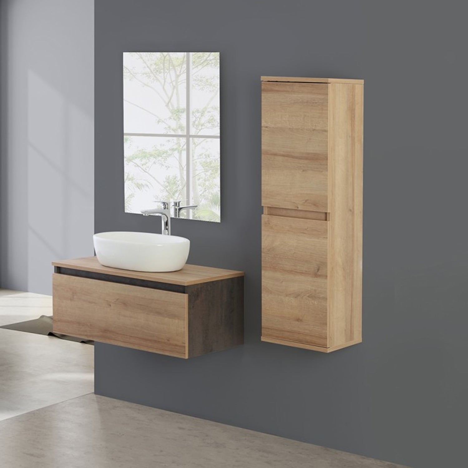 900231 -Composizione Bagno Sospesa con Lavabo in Appoggio - Collezione Revival Cubi&co 2