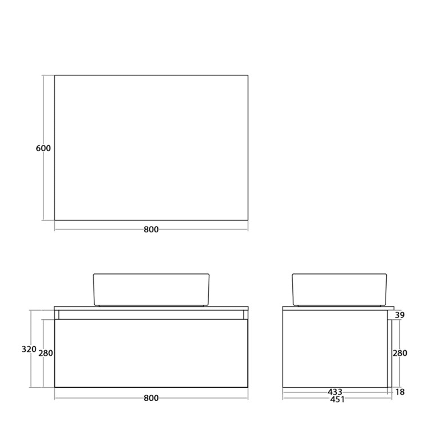 900277 - Composizione Bagno Sospesa Lunghezza 80 cm con Lavabo in Appoggio  Collezione Revival Cubi&Co - Bianco Frassinato 2
