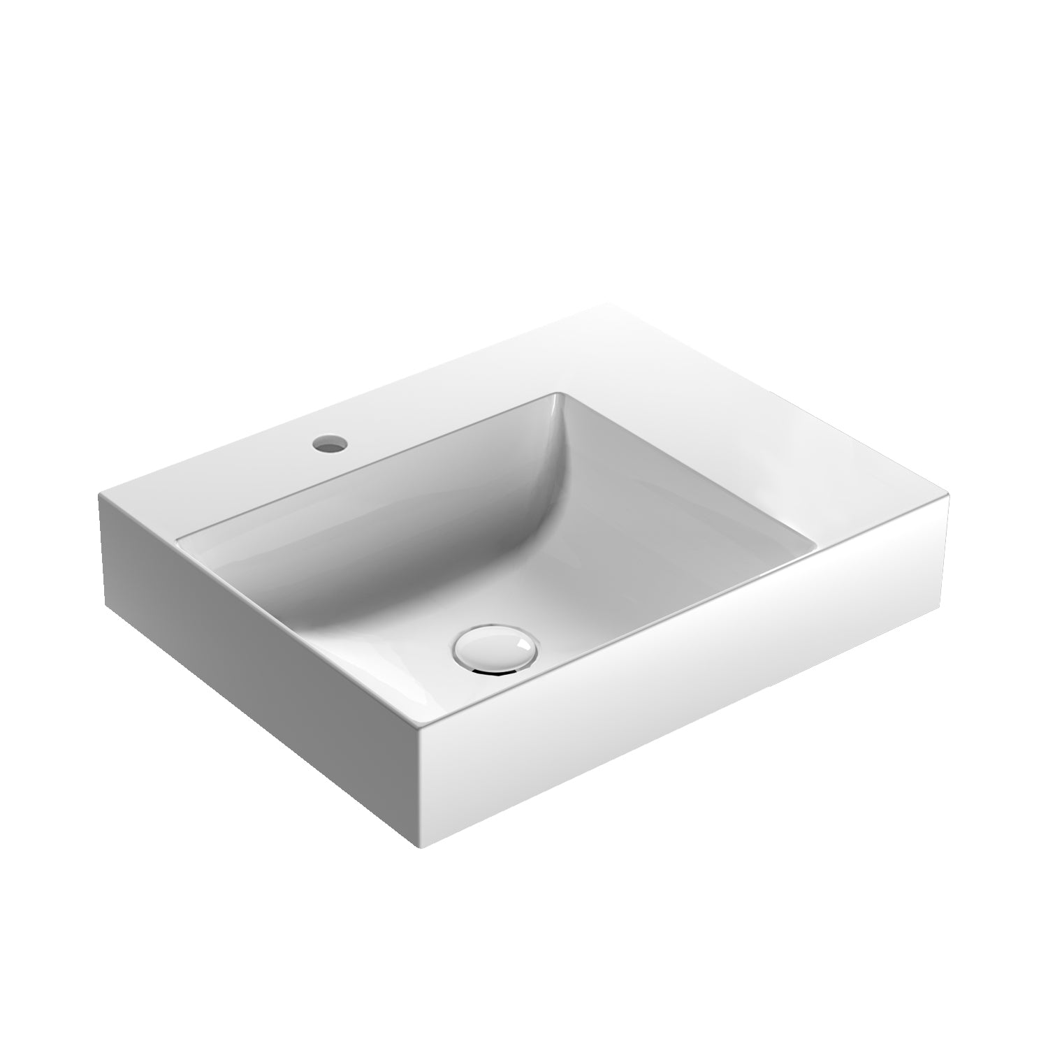 Lavabo rettangolare con piano a destra T-Edge 60x47x12 cm Ceramica Globo €“ Bianco lucido
