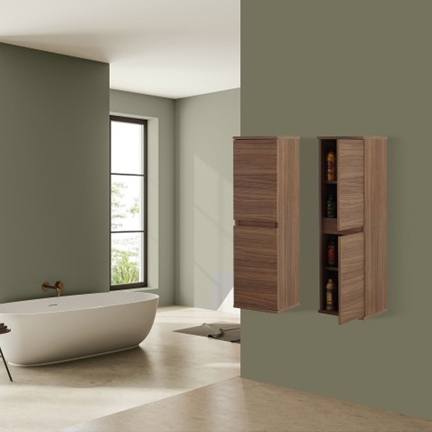 900241 - Pensile Bagno 33x112x30 cm con Ante Slow-Motion Collezione Revival Cubi&co - Rovere di Bordeaux 2