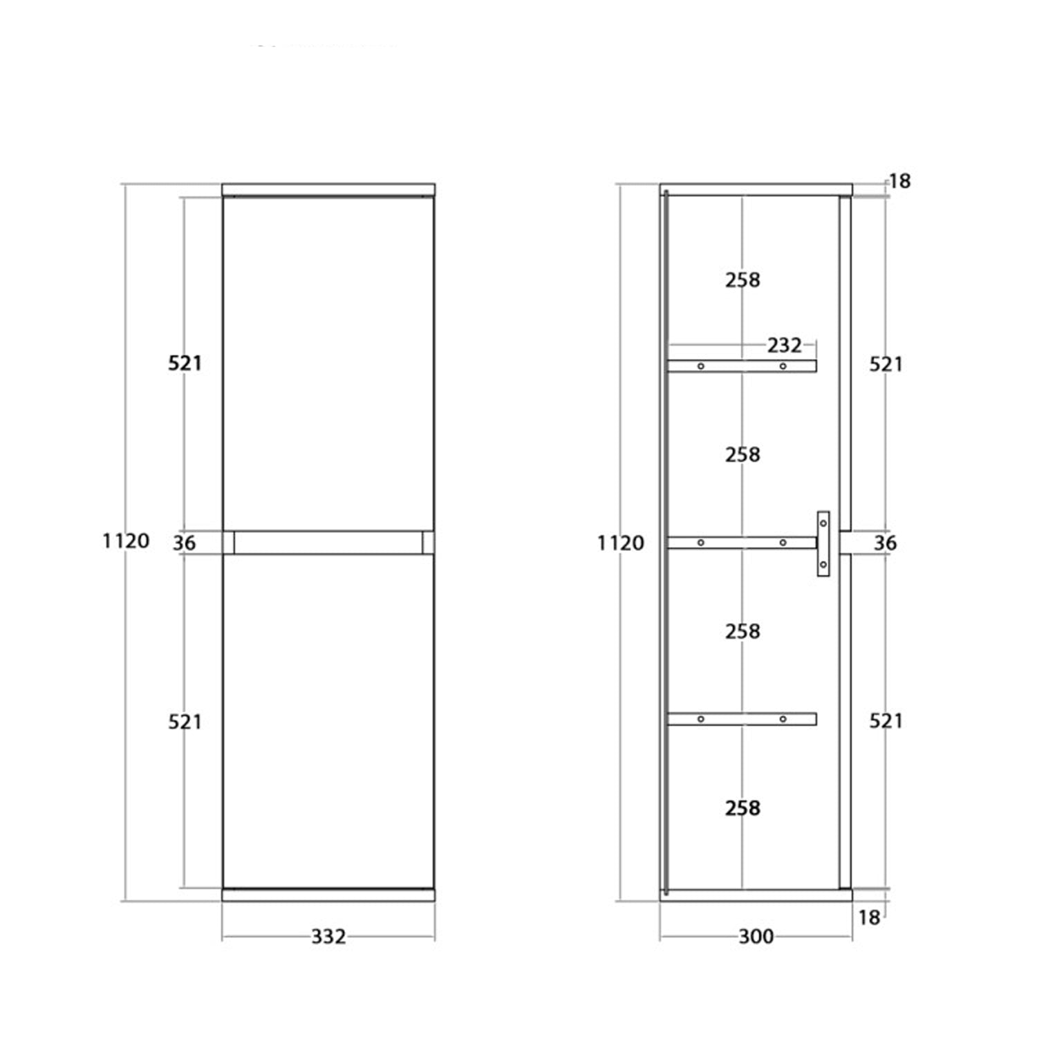 900240 - Pensile Bagno 33x112x30 cm con Ante Slow-Motion Collezione Revival Cubi&co - Noce Canaletto 2