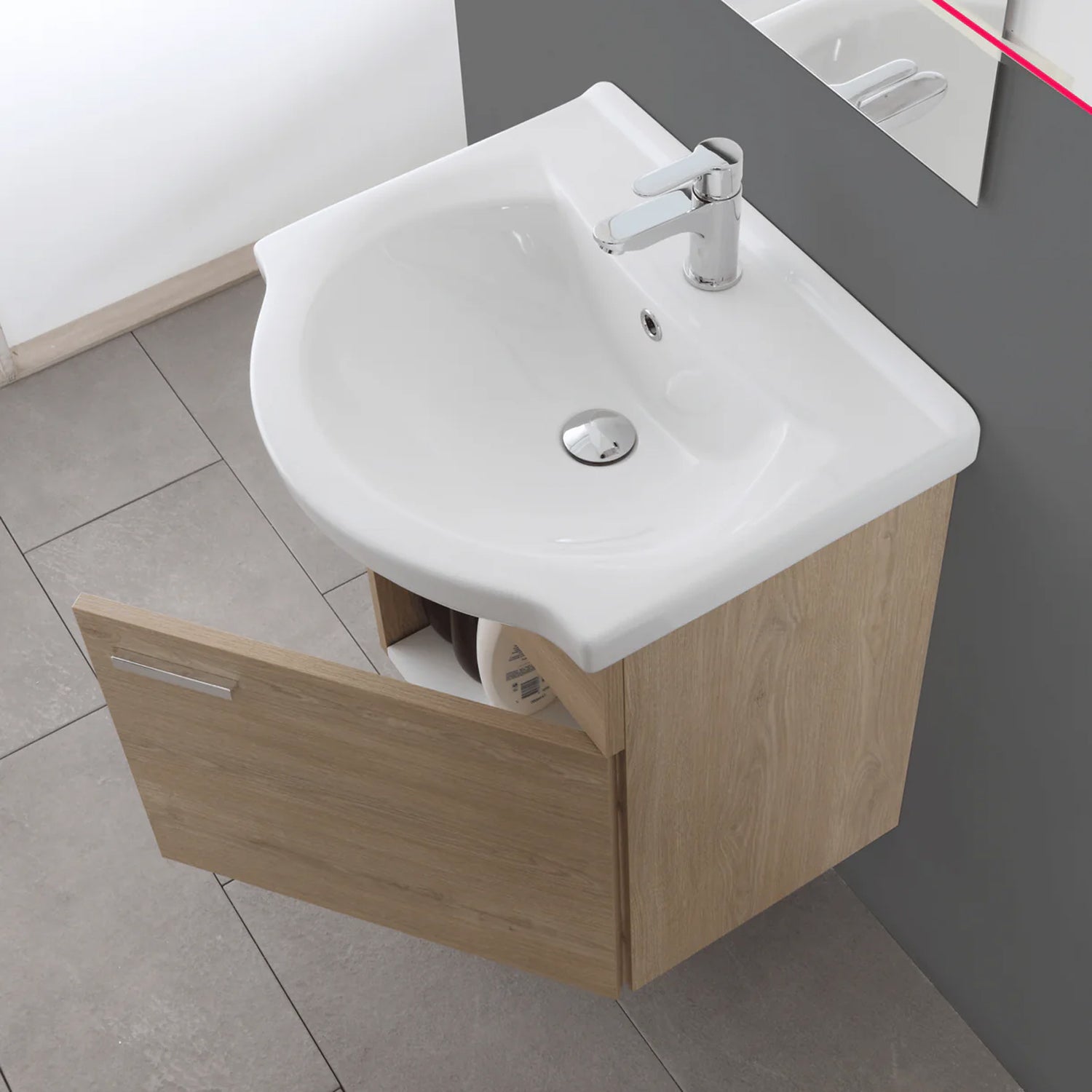 799301 - Composizione Bagno Sospesa 55x63x49,5 cm con Anta Serie Star Cubi&co - Rovere Dolomite 2