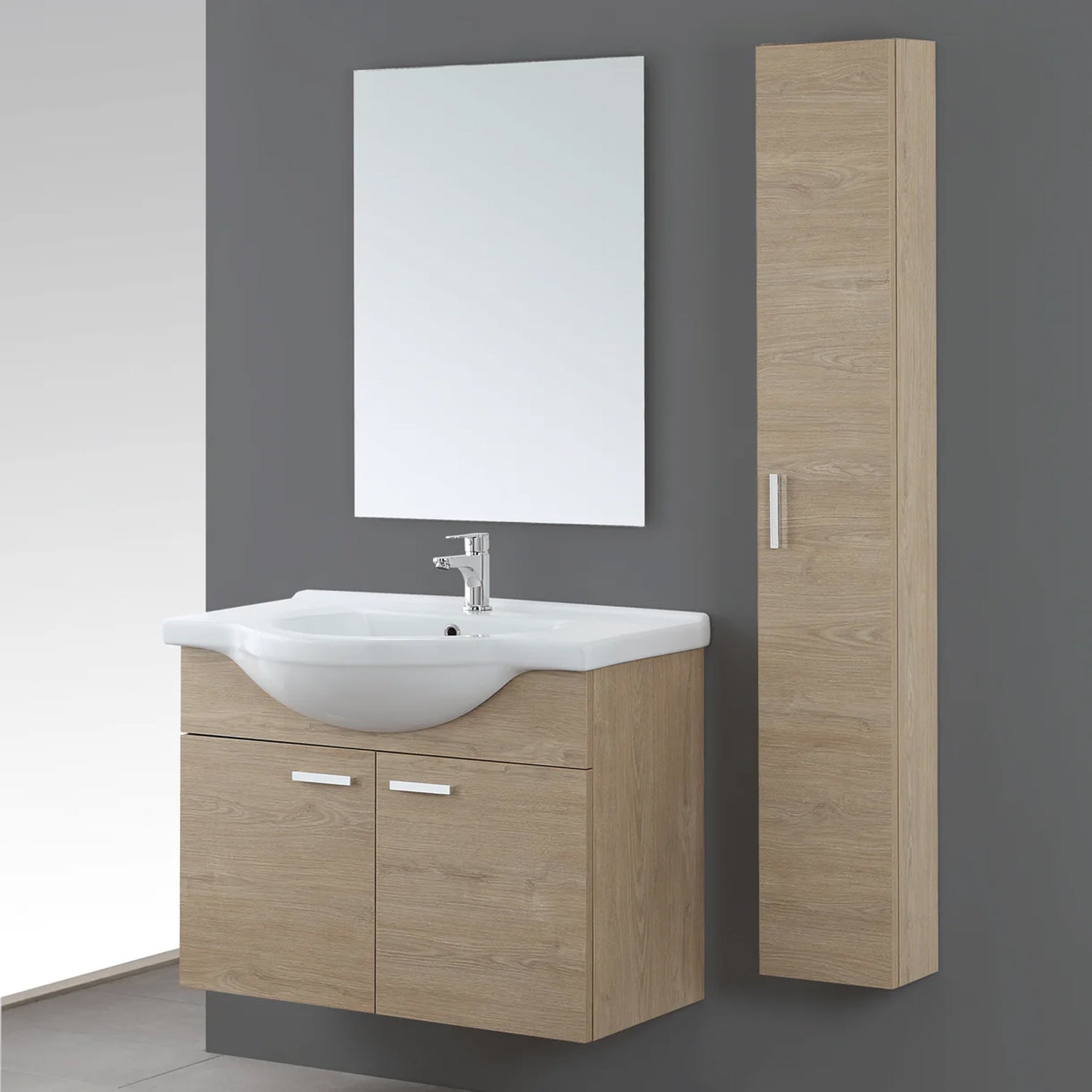 799302 - Composizione Bagno Sospesa 85x63x49,5 cm con Due Ante  serie Star Cubi&co - Rovere Dolomite