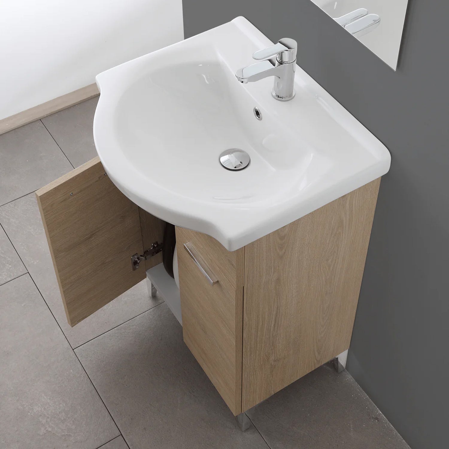 799303 - Composizione Bagno a terra 55x86x49,5 cm con Anta Serie Star Cubi&co - Rovere Dolomite 3