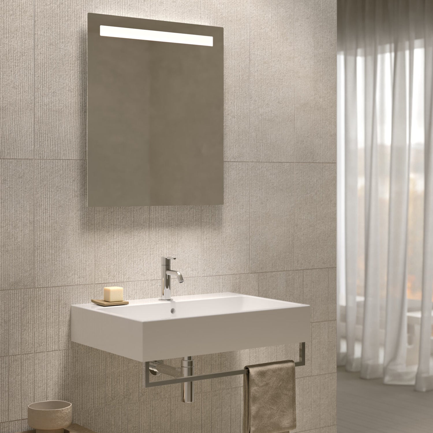  Lavabo rettangolare Stone 70x50x13 cm Ceramica Globo €“ Bianco lucido