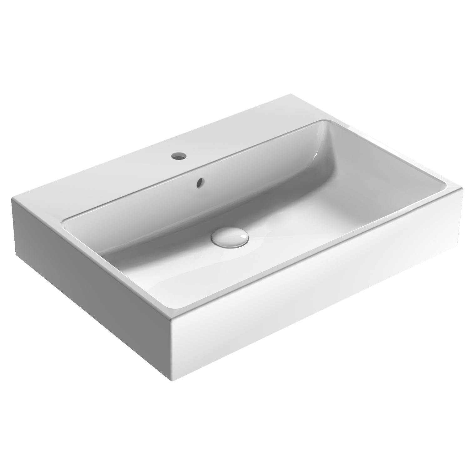 Lavabo rettangolare Stone 70x50x13 cm Ceramica Globo €“ Bianco lucido