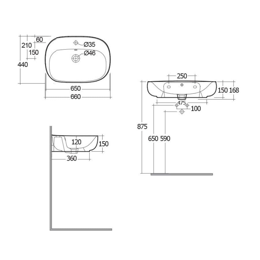 Lavabo sospeso ovale modello Illusion Rak Ceramics cm 65x44 by CeramicStore | Lo specialista del tuo bagno