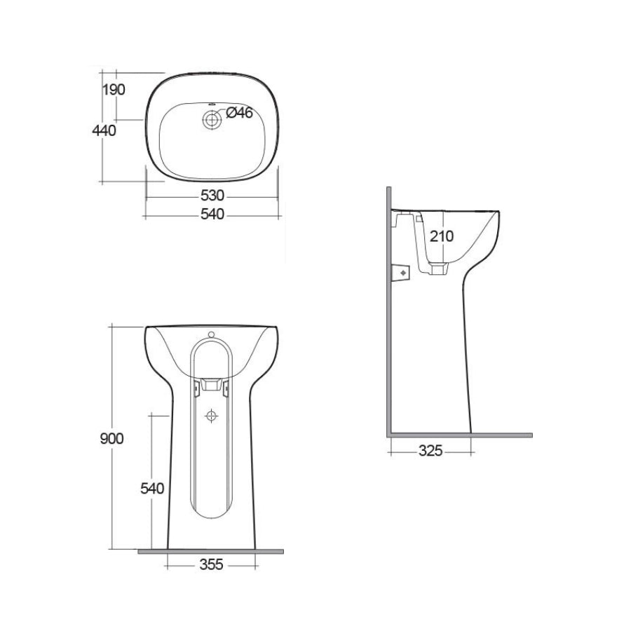  Lavabo autoportante modello Illusion Rak Ceramics senza foro per rubinetto cm 54x44 by CeramicStore | Lo specialista del tuo bagno