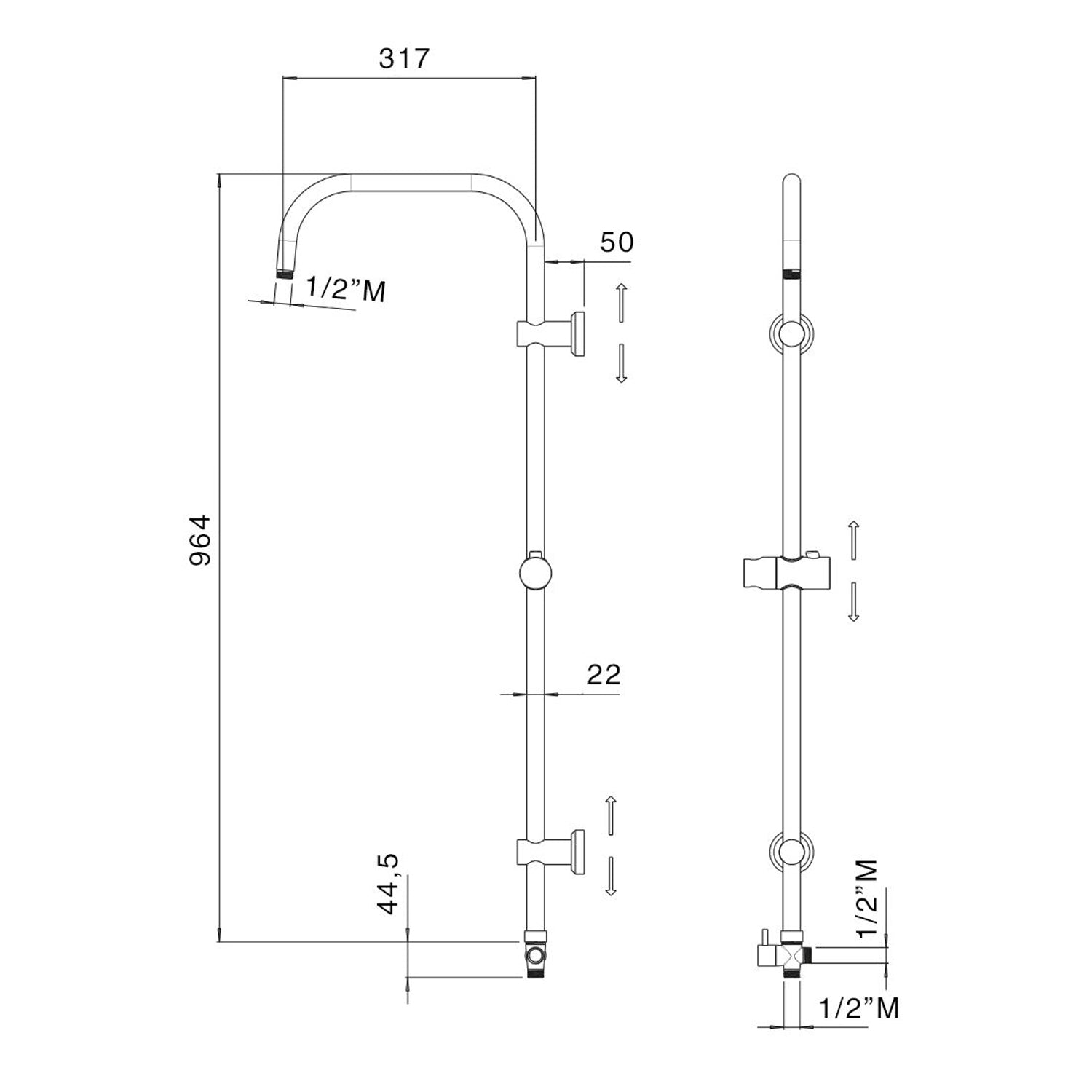  Colonna doccia in acciaio con soffione