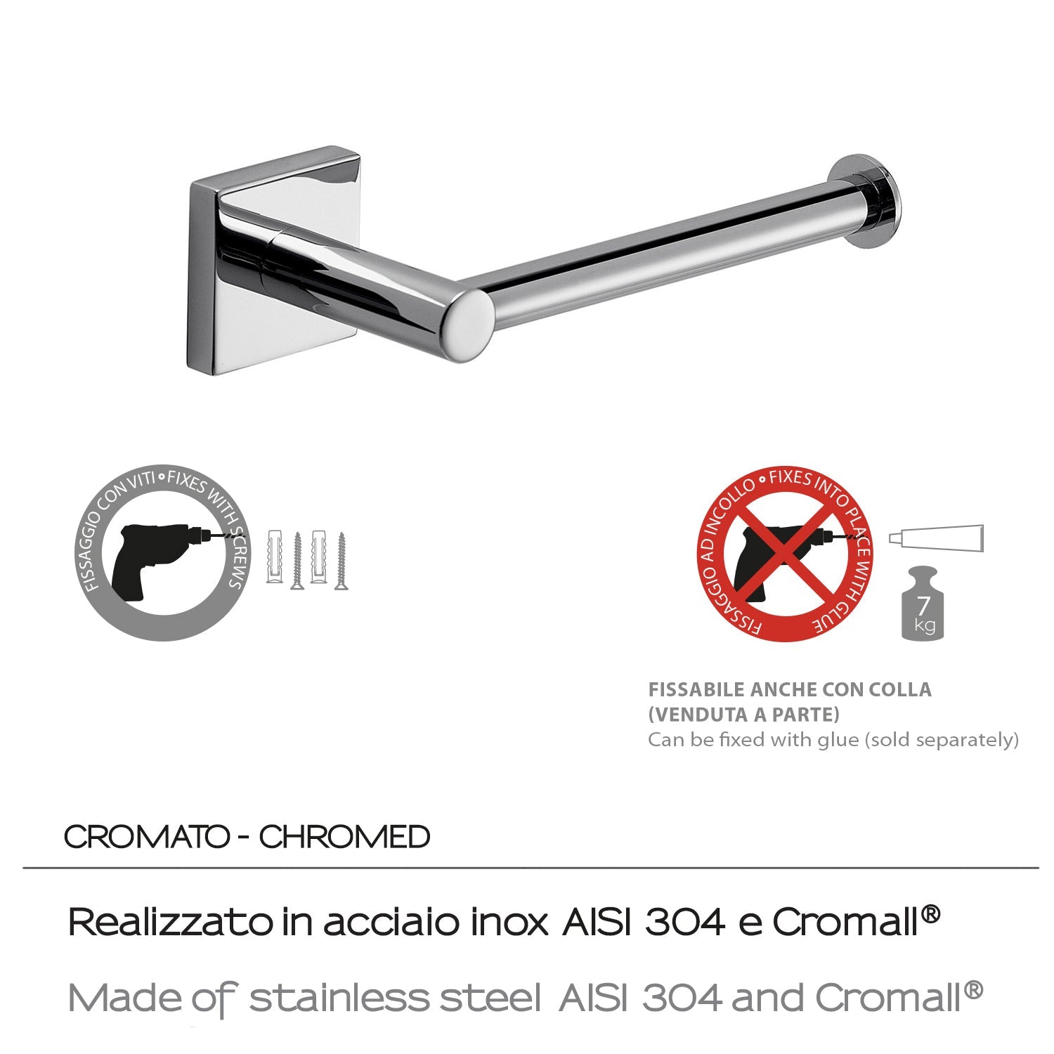  Portarotolo a muro Fuji di Gedy - Cromato