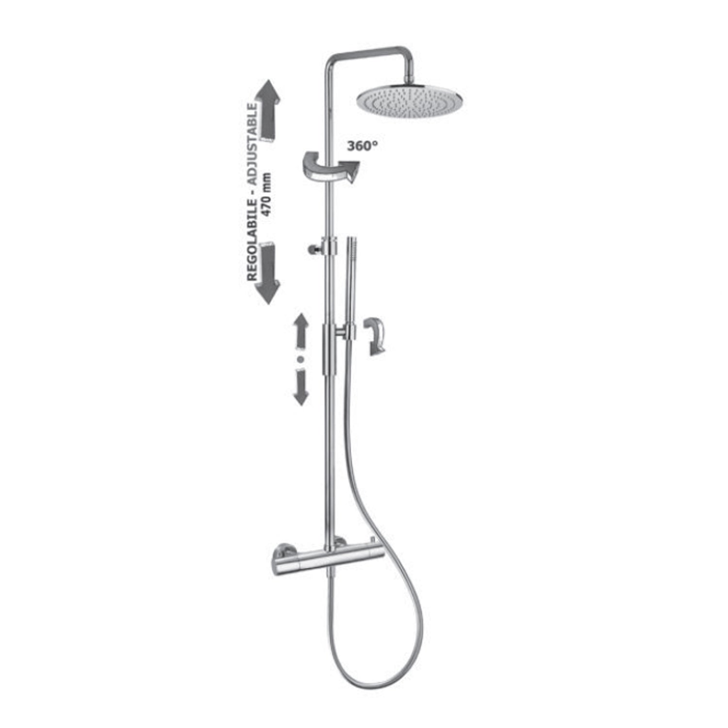 Paffoni Colonna doccia regolabile termostatica Birillo con deviatore