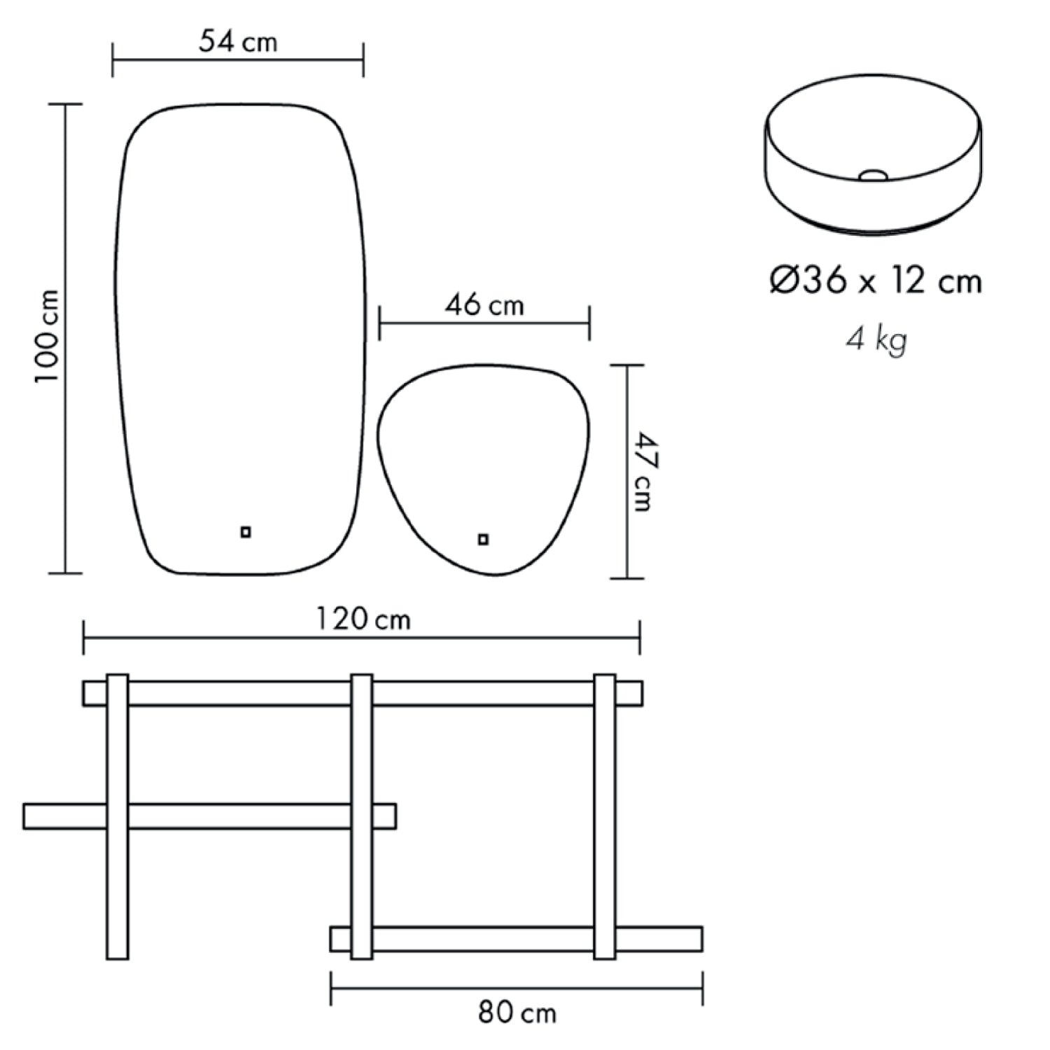  Mobile bagno sospeso doppio lavabo d'appoggio nero opaco e specchio led con mensole beton Cubi&Co Destiny 10 by CeramicStore | Lo specialista del tuo bagno