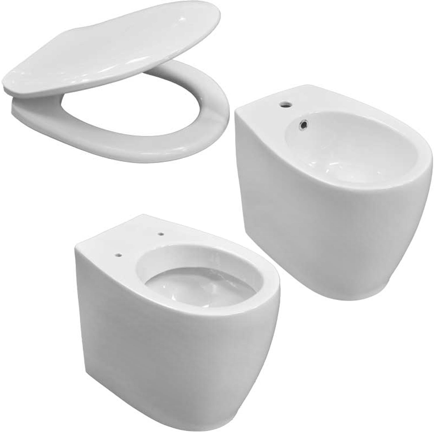  Sanitari filomuro con scarico universale e sedile tradizionale serie Duomo 54x35