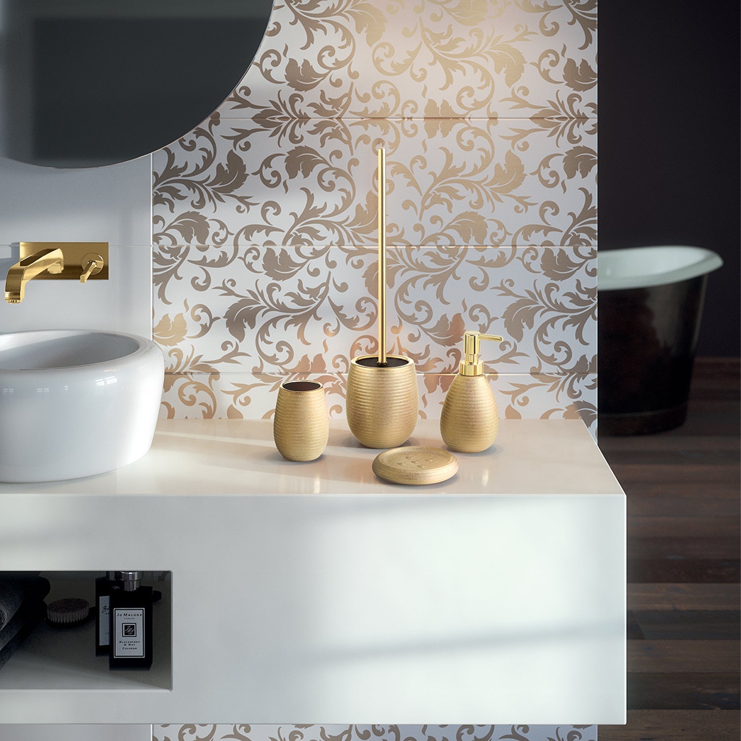  Dispenser sapone da appoggio in ceramica con erogatore Gedy modello Astrid - Oro