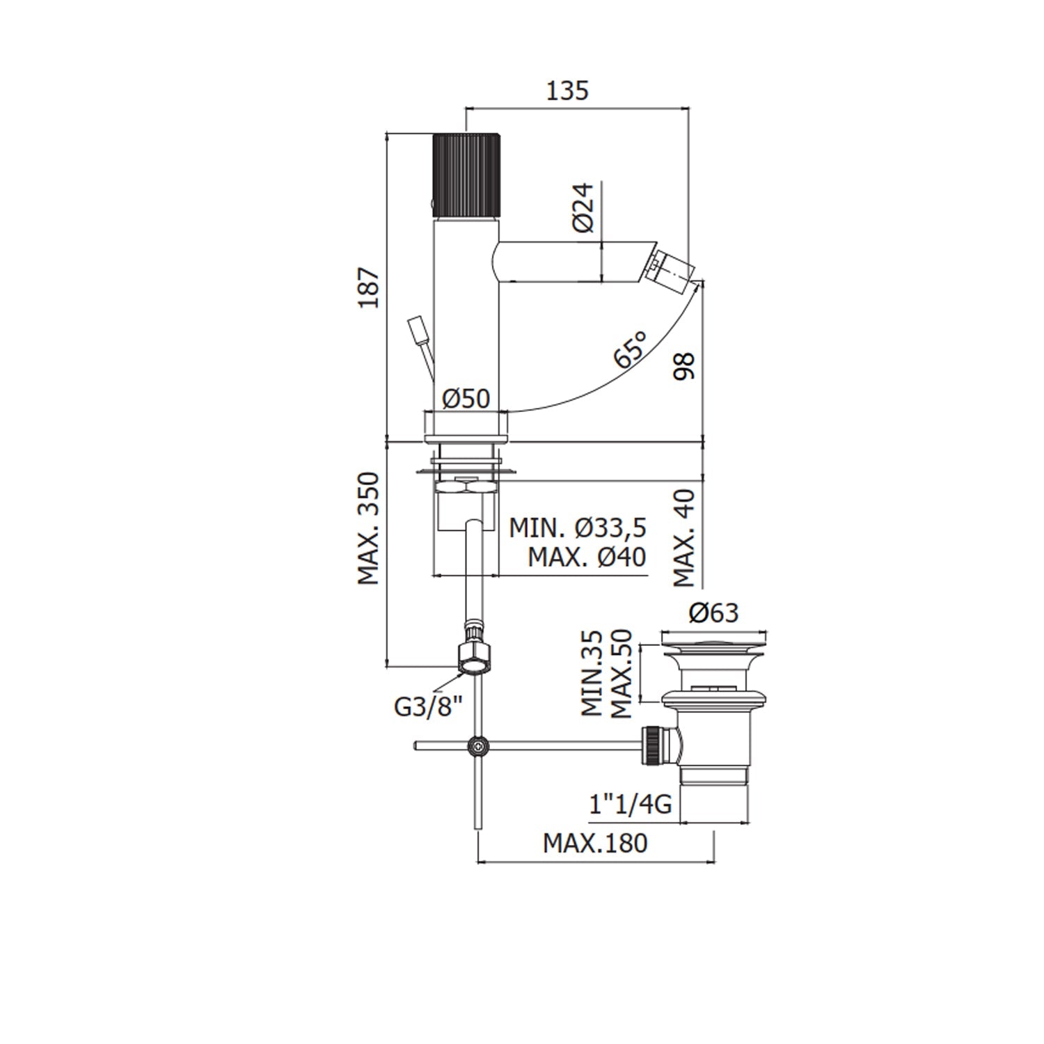  Miscelatore Bidet con scarico automatico serie Jo modello JO135CR cromo Paffoni by CeramicStore | Lo specialista del tuo bagno