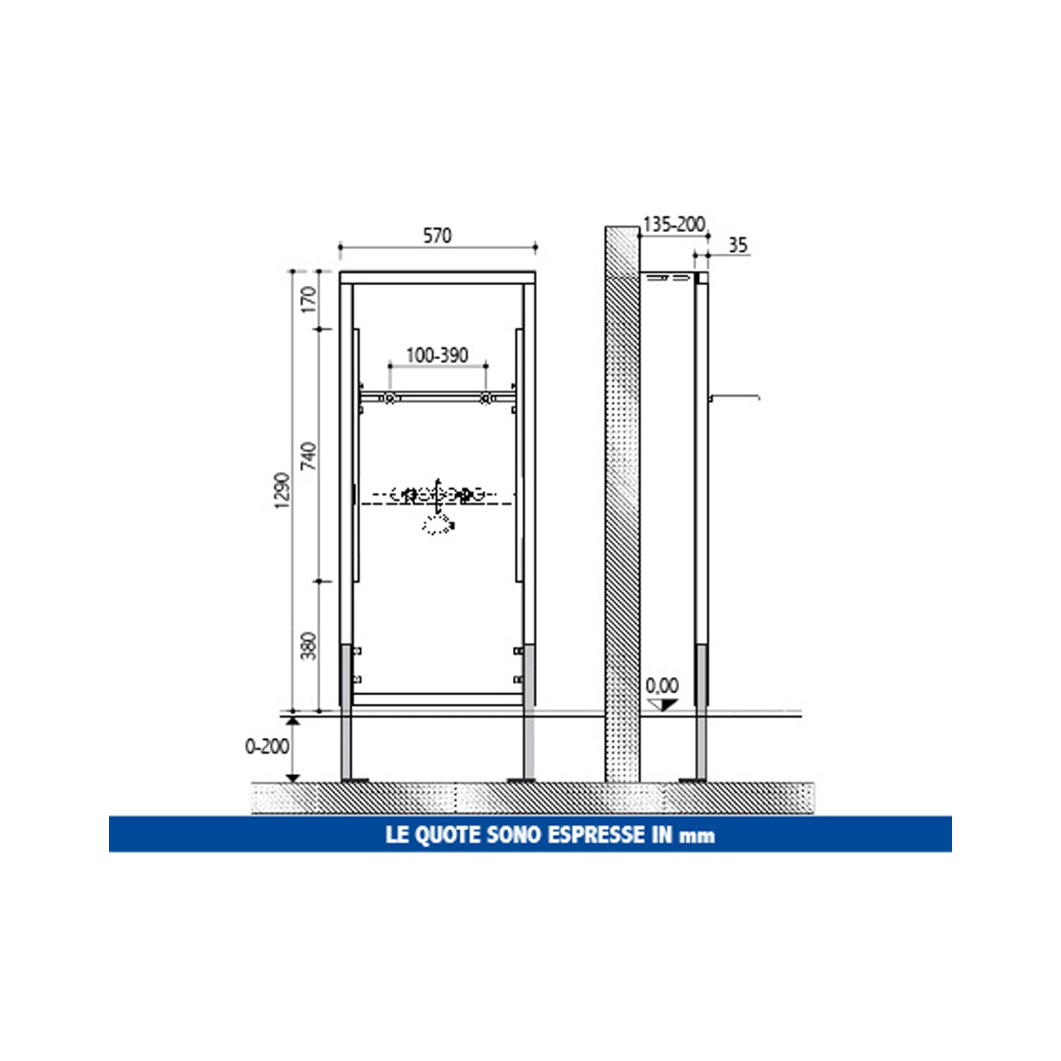 Telaio staffa per lavabo sospeso Pucci con kit di montaggio 2