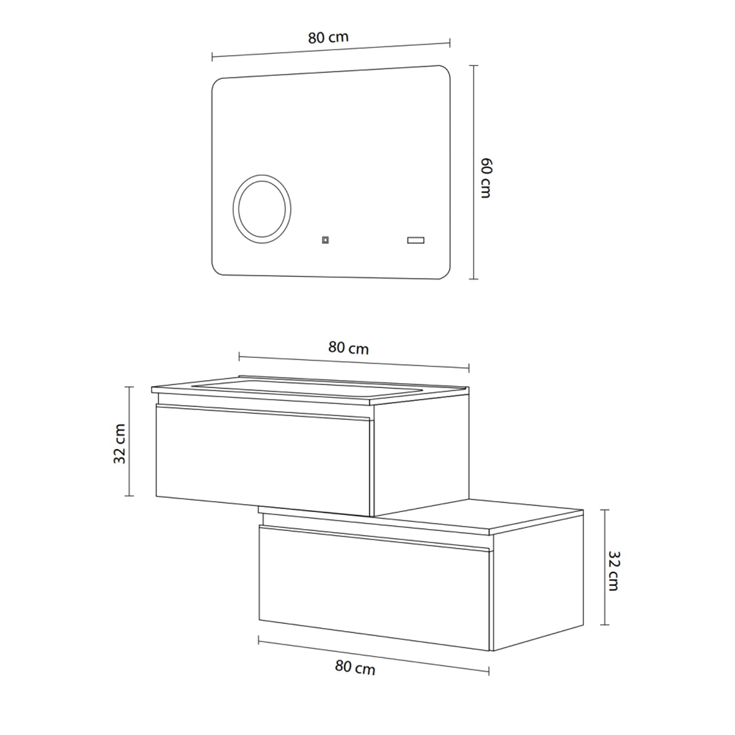 specchio digitale cm 80 colore Lino- Cubi&Co modello Incanto 1 by CeramicStore | Lo specialista del tuo bagno