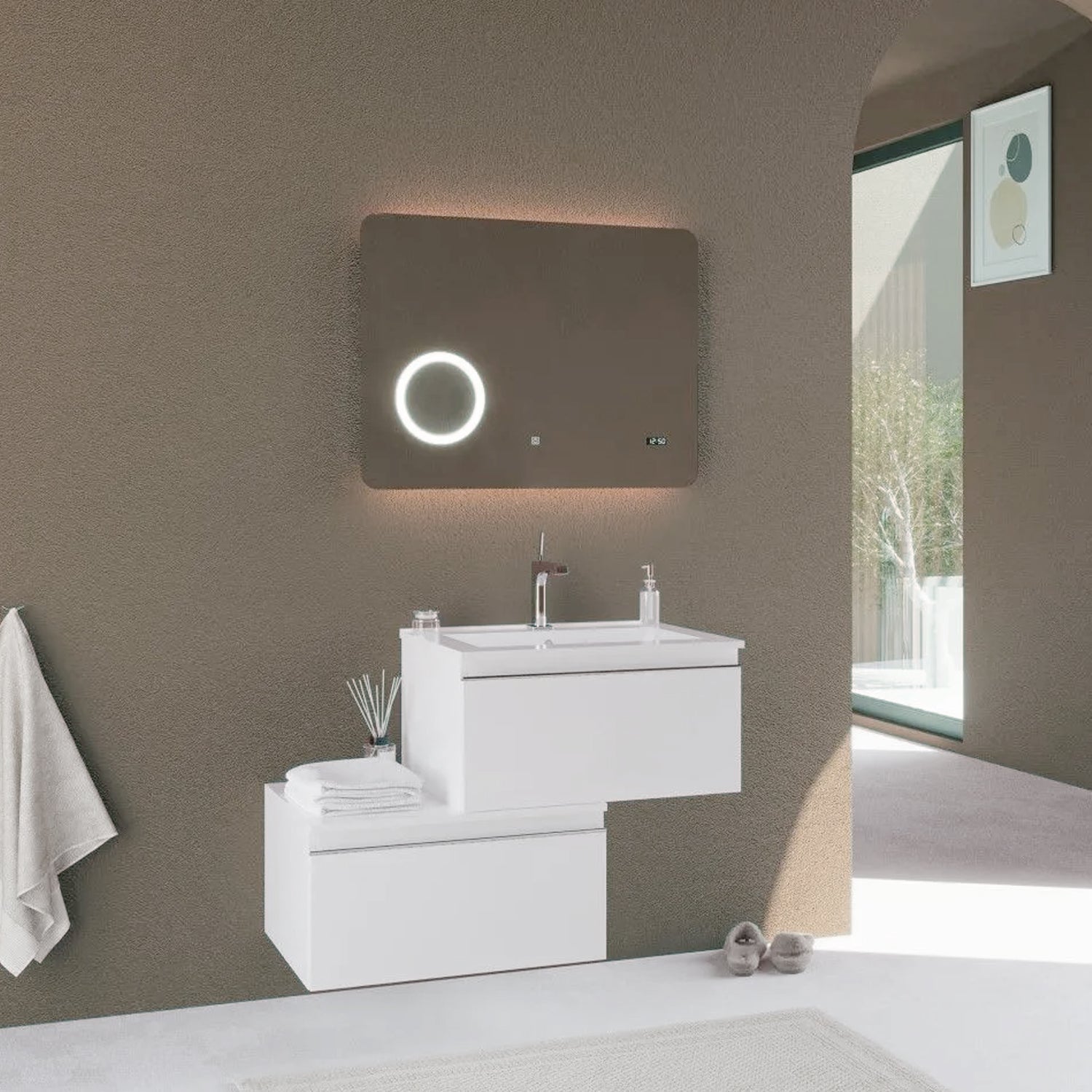  specchio digitale cm 80 colore bianco opaco- Cubi&Co modello Incanto 1 by CeramicStore | Lo specialista del tuo bagno