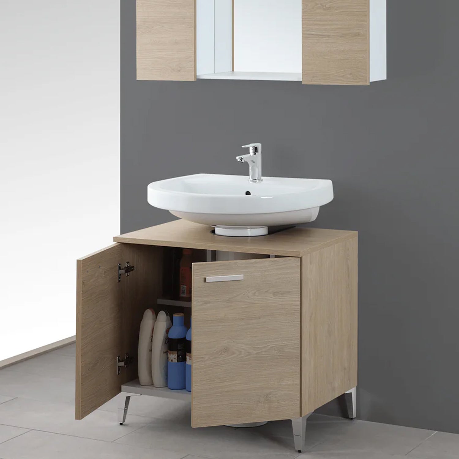 799305 - Mobile Bagno a terra 70 cm con 2 Ante Serie Star Cubi&co - Rovere Dolomite 2