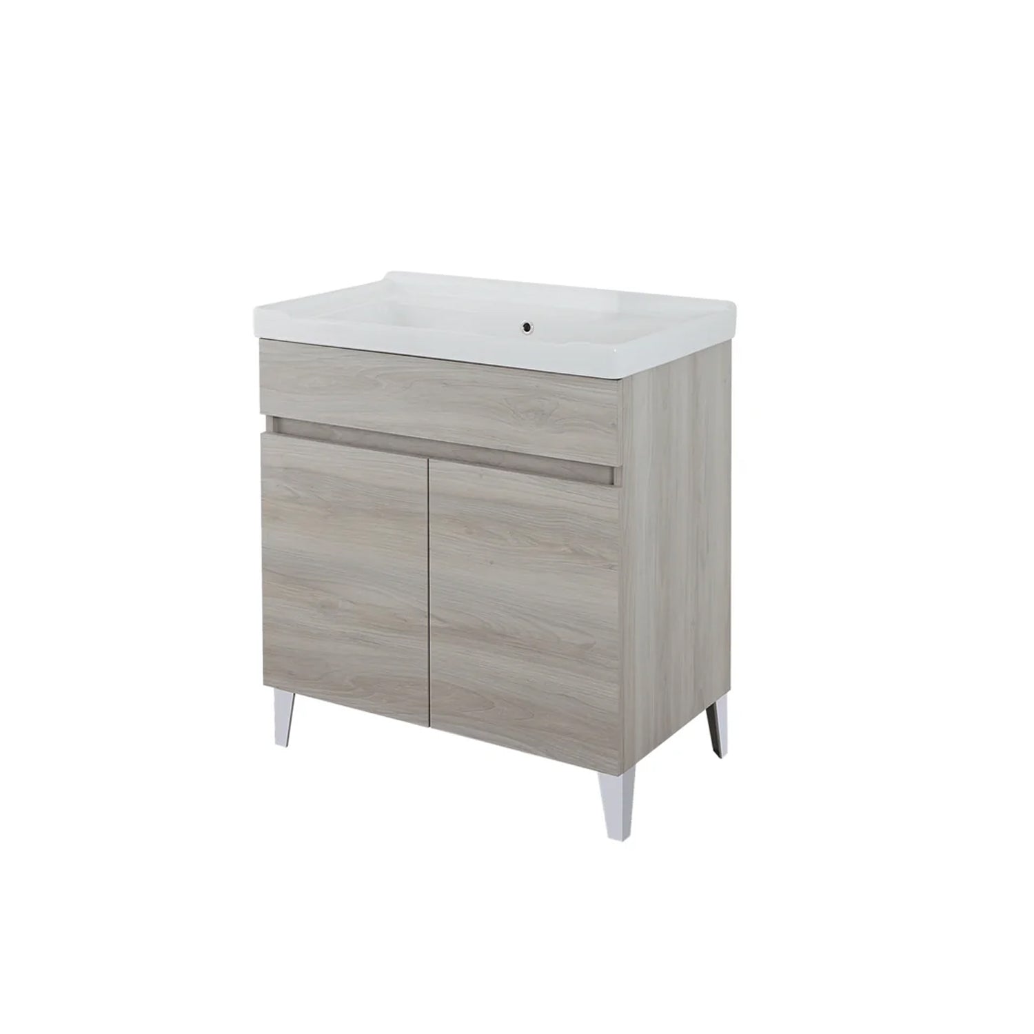 900344 - Lavatoio da Bagno 80 cm con Vasca in Ceramica Collezione Aurora Bathcore - Rovere Grigio