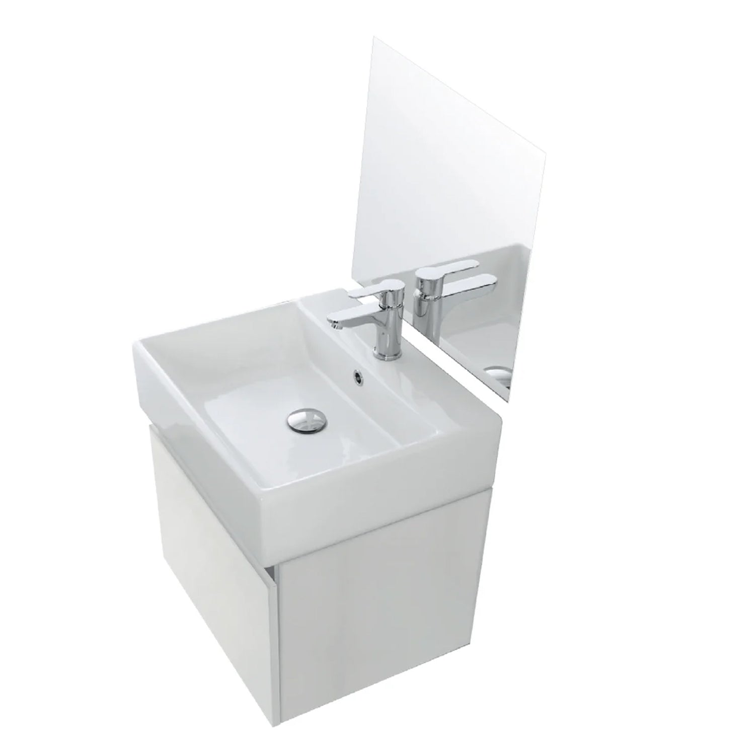 900320 - Composizione Bagno Sospesa 50 cm con Anta Slow-Motion e Consolle in Ceramica Collezione Kairos Cubi&co MDF 3