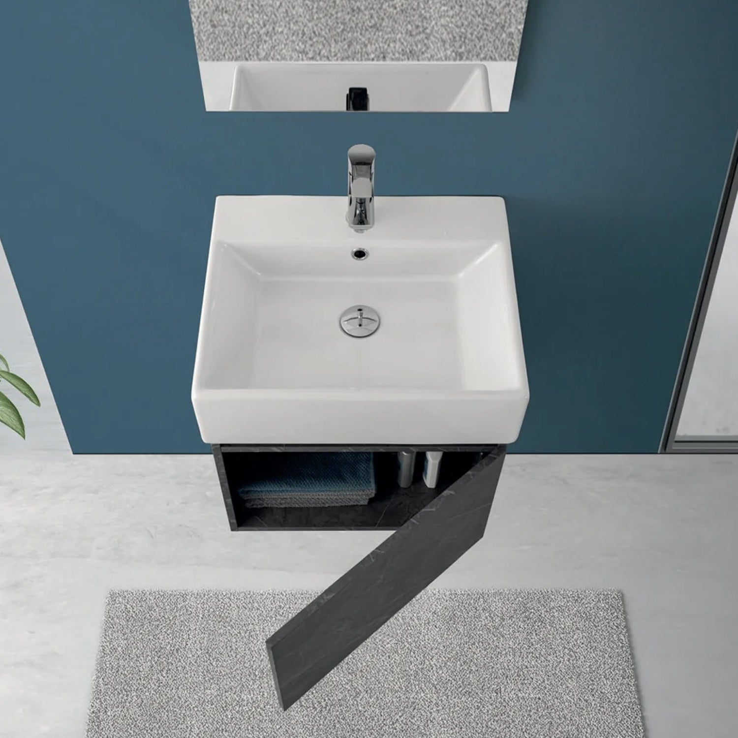 900322 - Composizione Bagno Sospesa 50 cm con Anta Slow-Motion e Consolle in Ceramica Collezione Kairos Cubi&co MDF 3