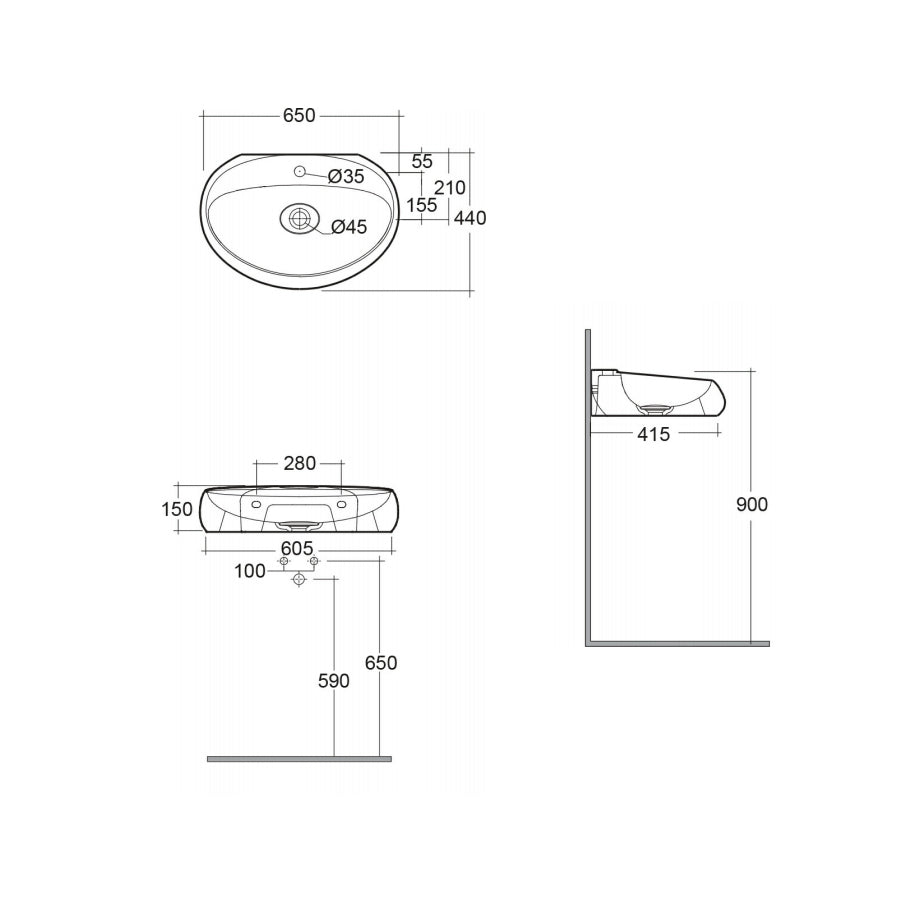  Lavabo sospeso modello Cloud Rak Ceramics cm 65x44 senza troppopieno bianco opaco by CeramicStore | Lo specialista del tuo bagno