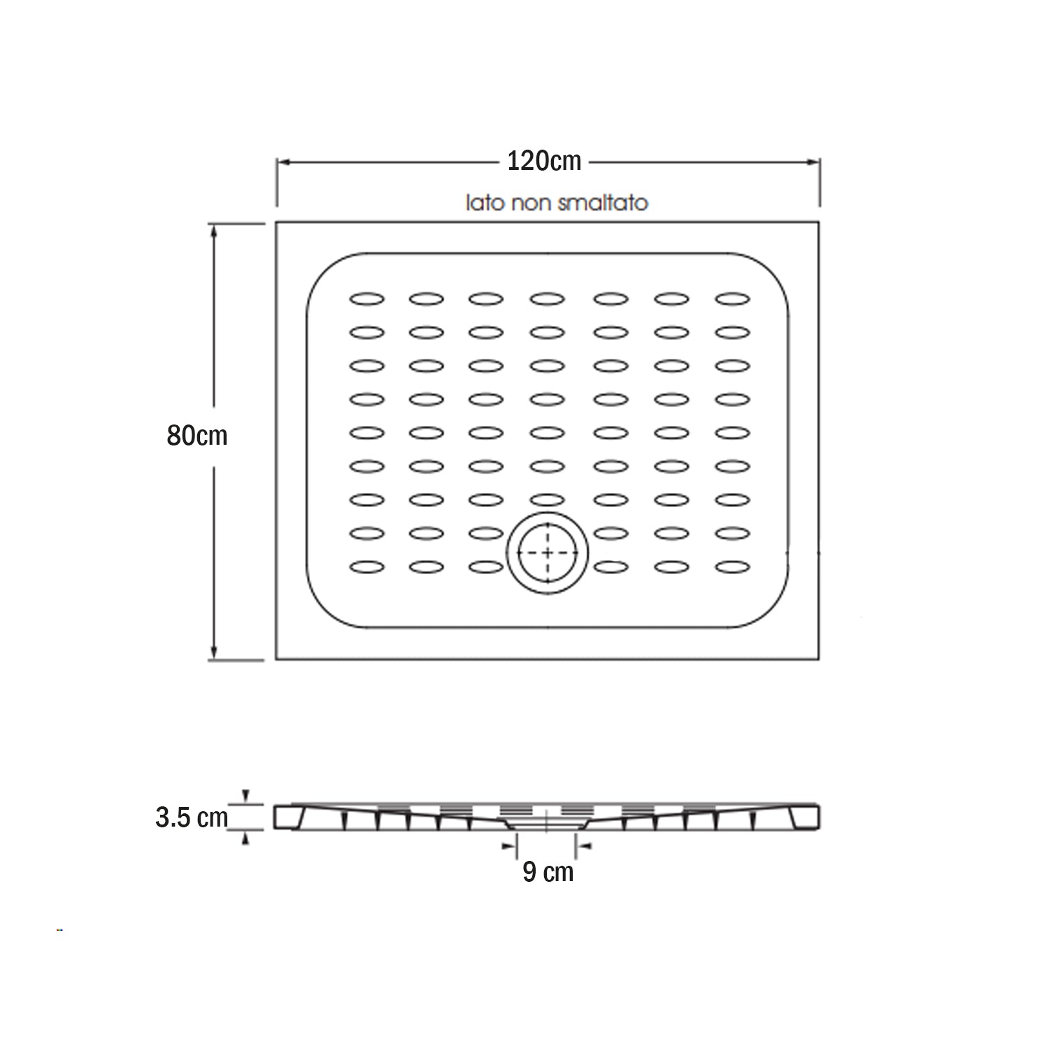  Piatto doccia in ceramica Ellisse 80x120cm Made in Italy