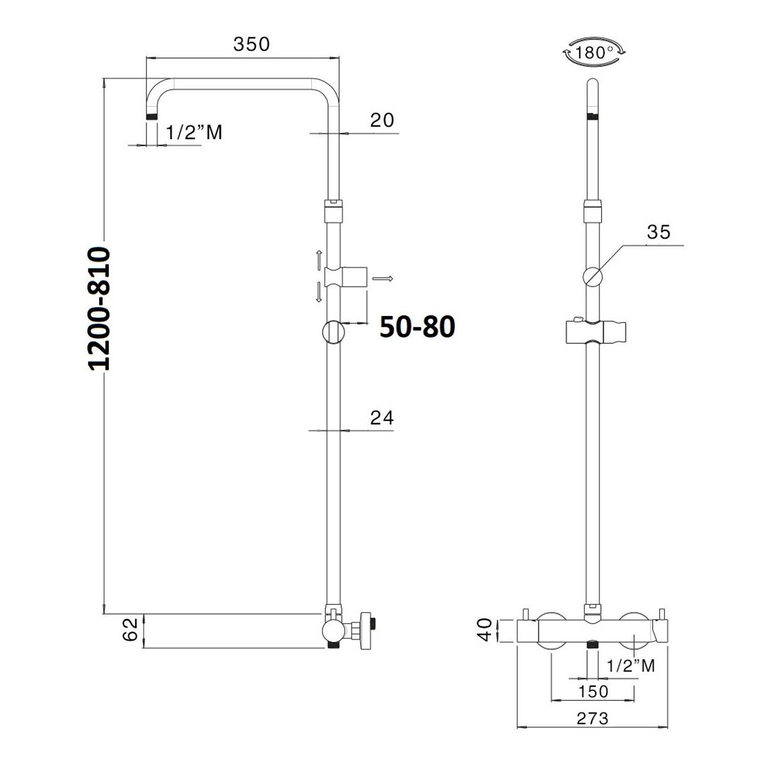  Colonna doccia regolabile con termostatico TM3C by CeramicStore | Lo specialista del tuo bagno