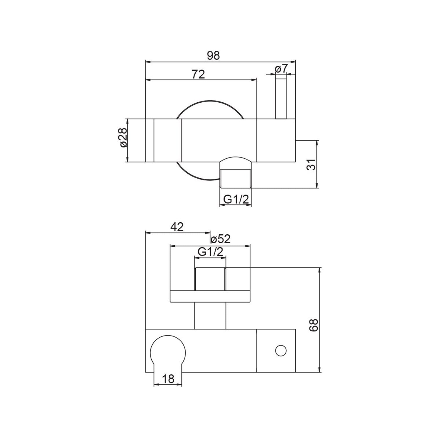 Rubinetto per idroscopino in ottone con supporto doccia acqua fredda colore bianco di Sphera Docce 2