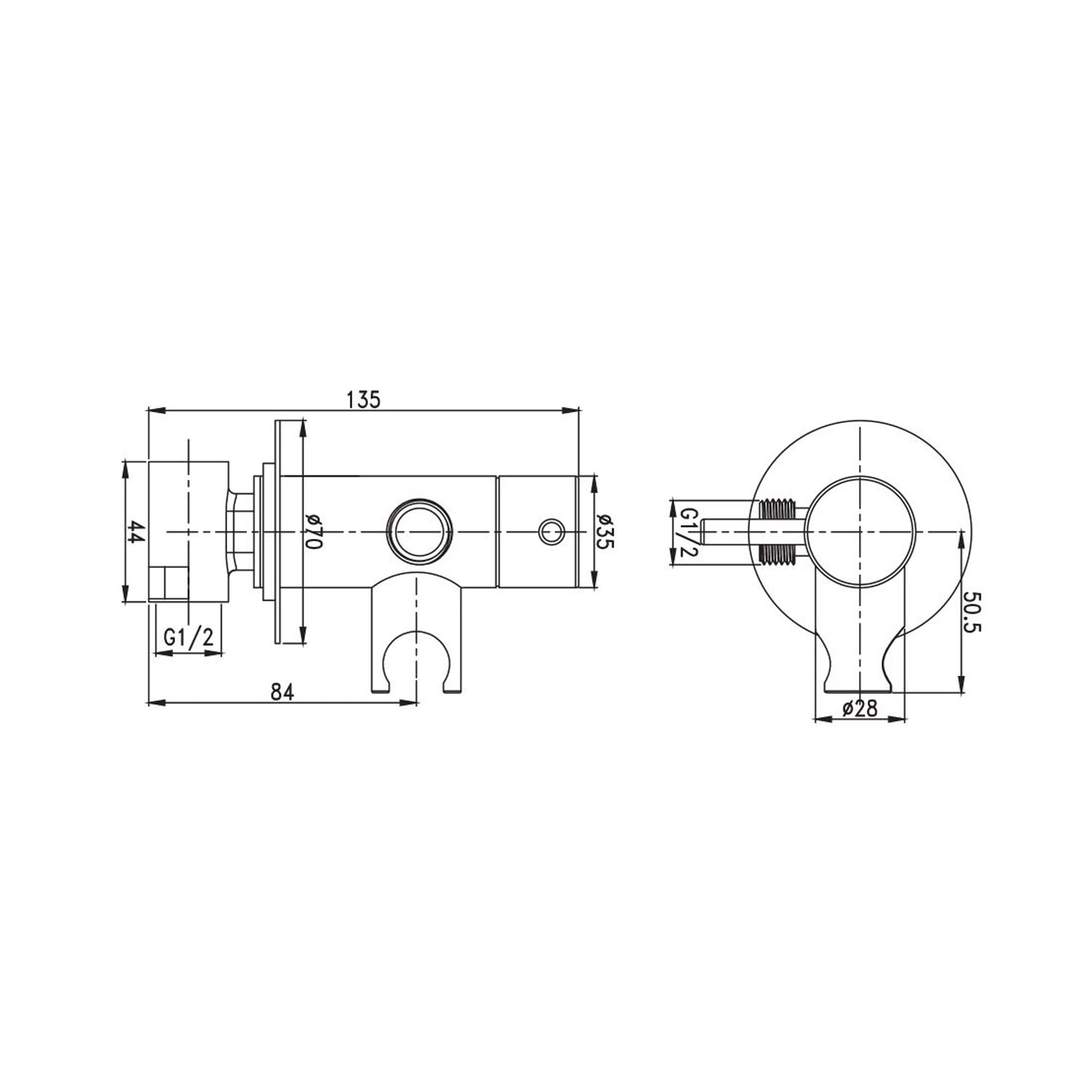  Miscelatore per idroscopino in ottone con supporto doccia attacco 1/2M nero by CeramicStore | Lo specialista del tuo bagno
