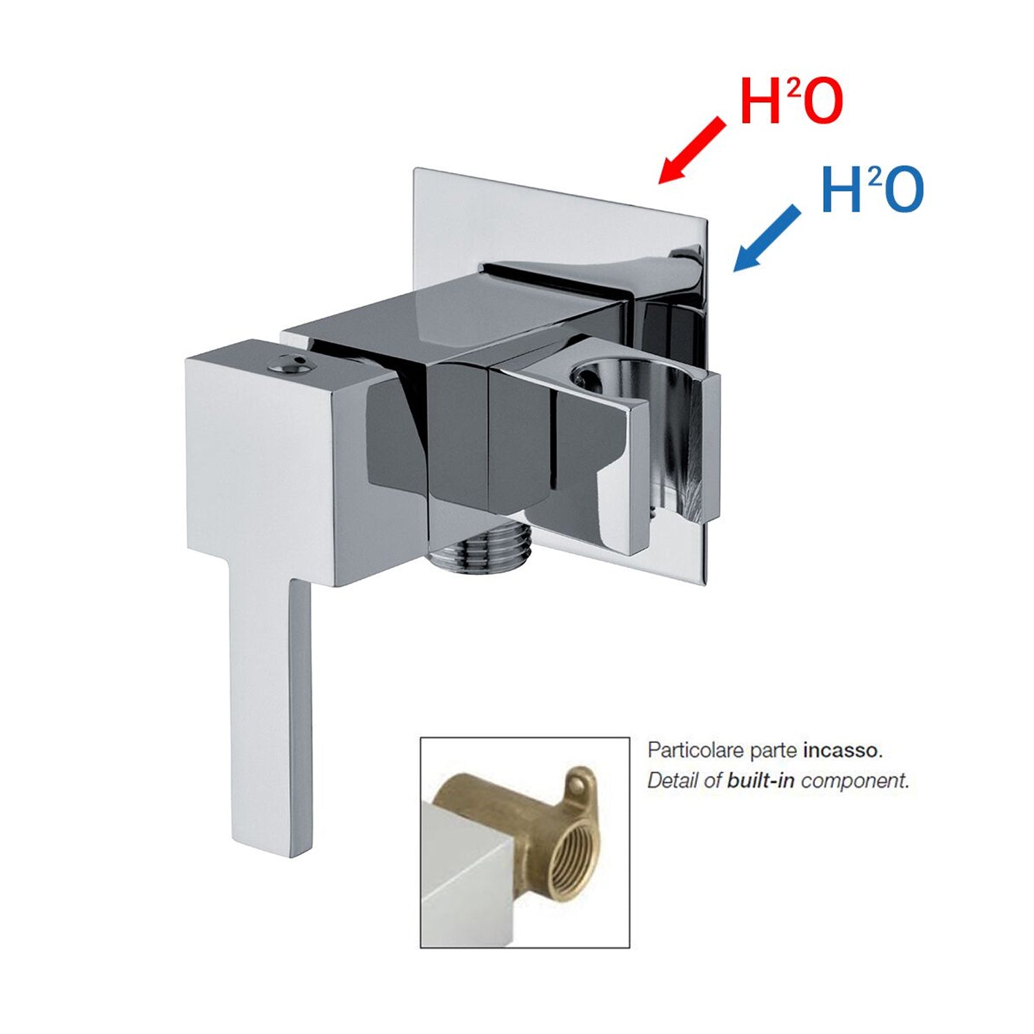  Miscelatore quadro per idroscopino in ottone con supporto doccia attacco 1/2M oro by CeramicStore | Lo specialista del tuo bagno