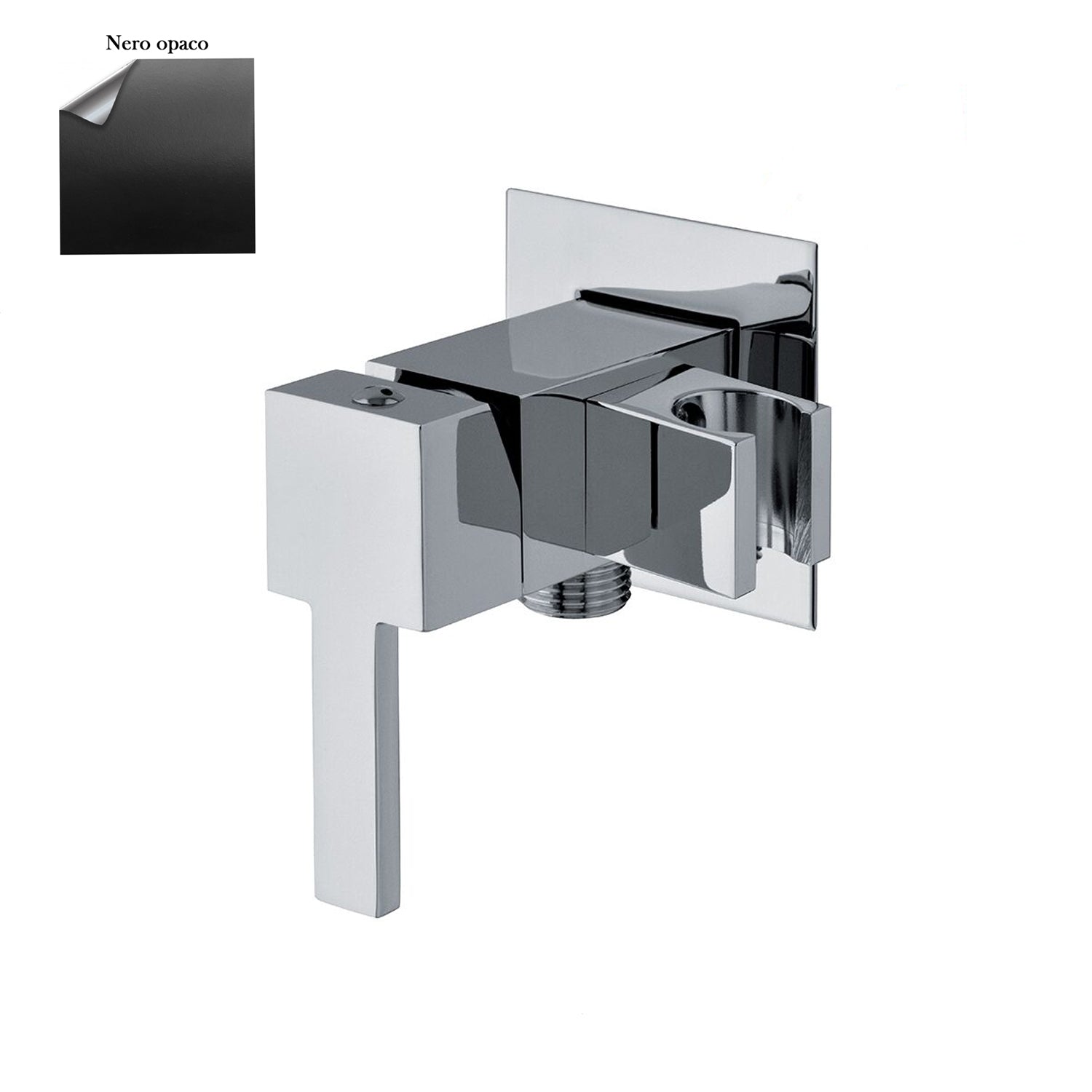 Miscelatore quadro per idroscopino in ottone con supporto doccia attacco 1/2M nero by CeramicStore | Lo specialista del tuo bagno