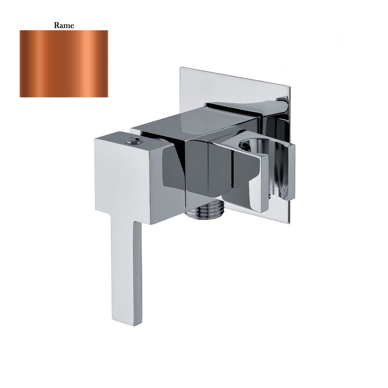 Miscelatore quadro per idroscopino in ottone con supporto doccia attacco 1/2M rame by CeramicStore | Lo specialista del tuo bagno