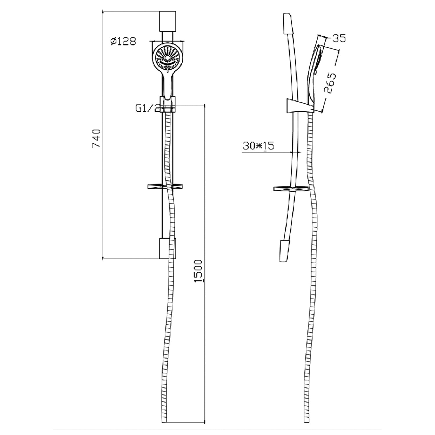  Saliscendi doccia modello 15107 completo di doccia e portasapone - Nero by CeramicStore | Lo specialista del tuo bagno