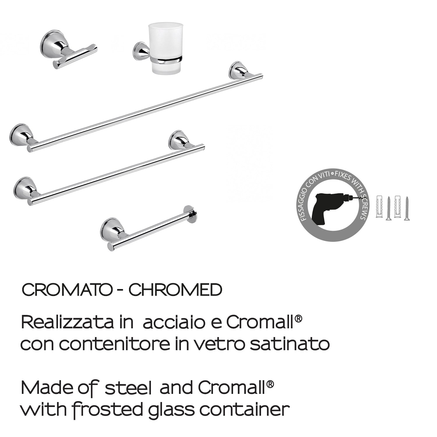  Set 5 pezzi in Acciaio Inox di Gedy serie Genziana - Cromato by CeramicStore | Lo specialista del tuo bagno