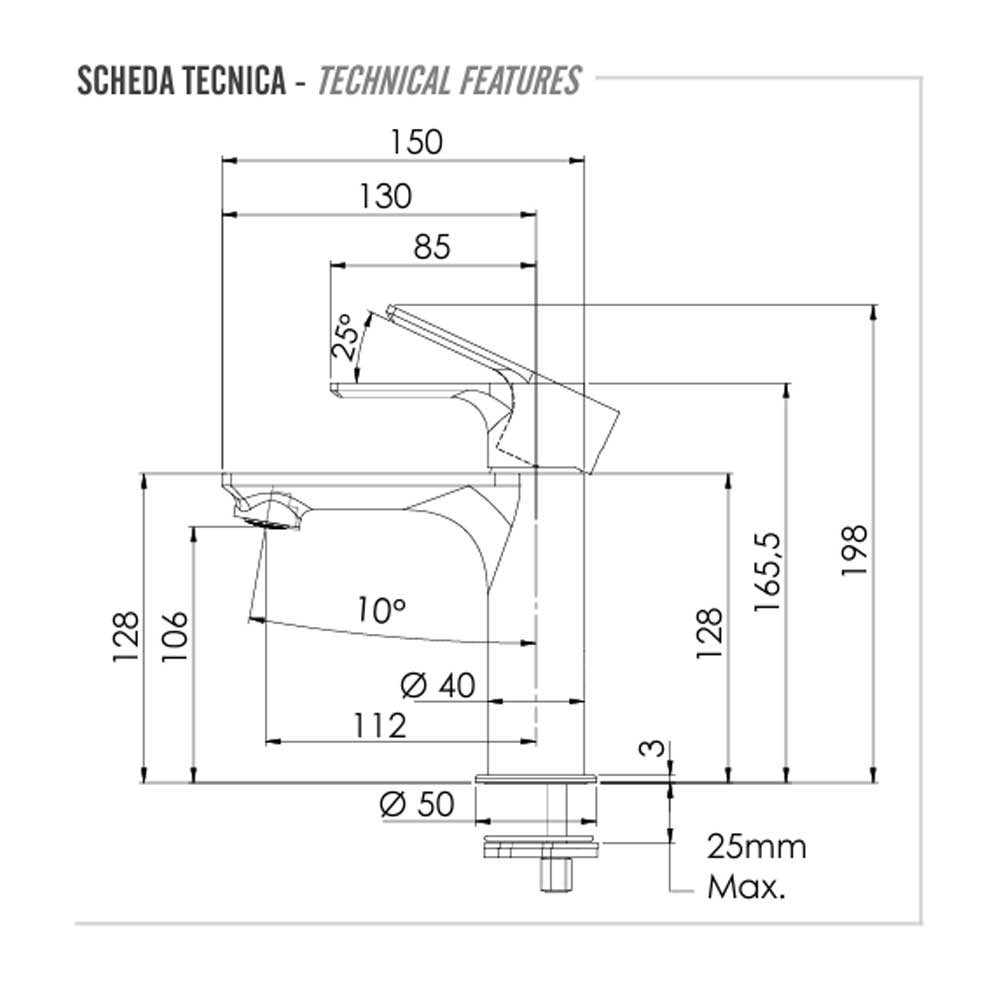  Miscelatore Monocomando Lavabo cromato senza scarico collezione Energy di Remer Rubinetterie by CeramicStore | Lo specialista del tuo bagno