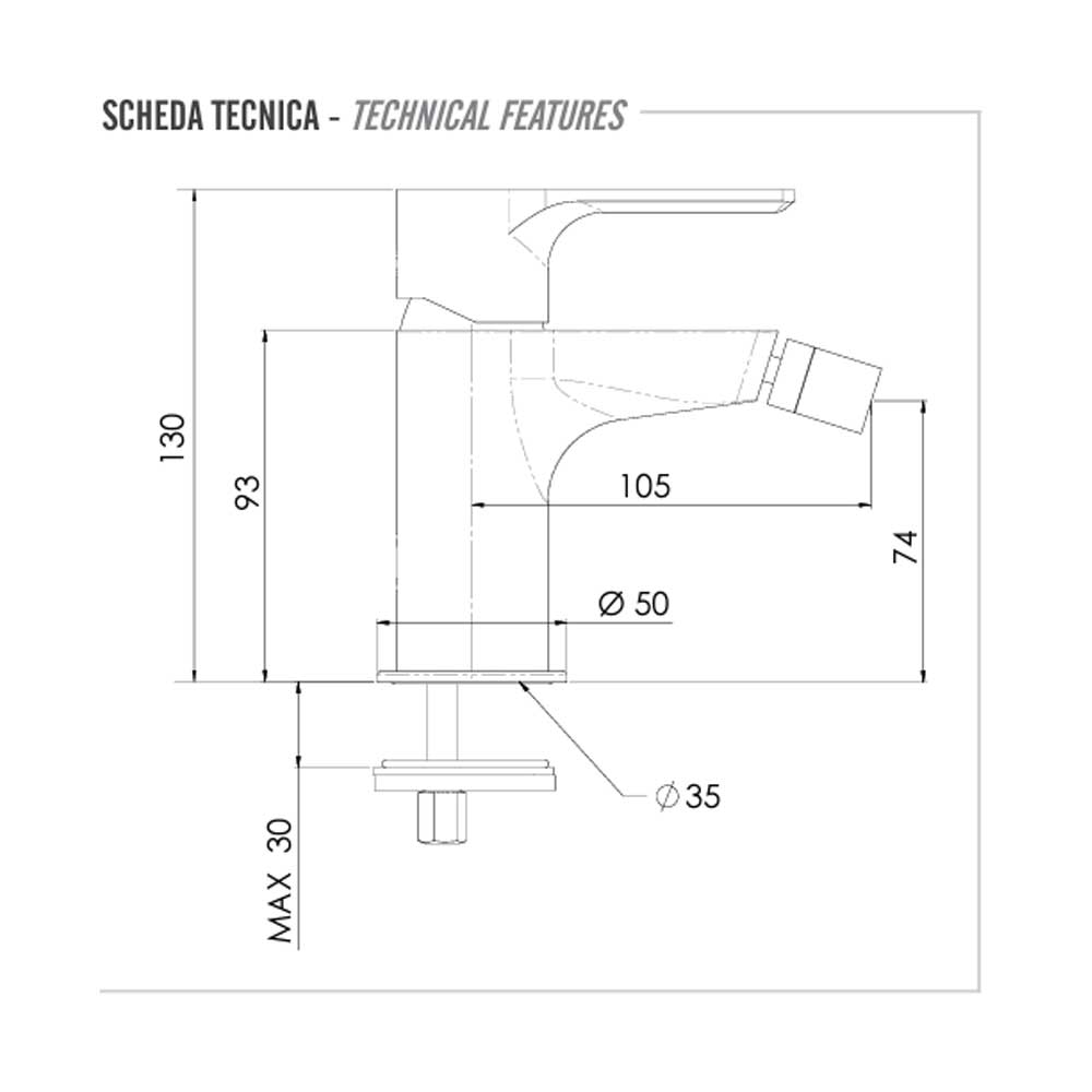  Miscelatore Monocomando Bidet cromato senza scarico e saltello collezione Energy di Remer Rubinetterie by CeramicStore | Lo specialista del tuo bagno