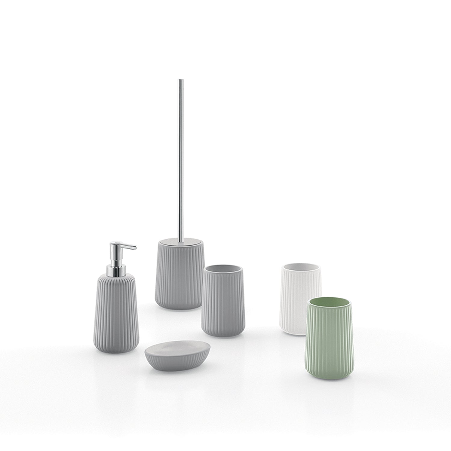  Portaspazzolini da appoggio in ceramica Gedy modello Marika - Verde Salvia