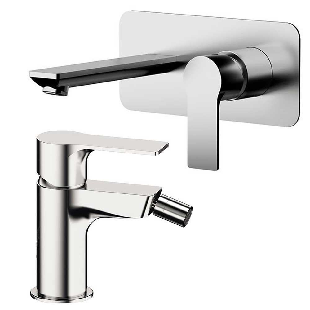 Set di miscelatori Lavabo incasso con bocca da 23 cm e Bidet senza scarico finitura cromata collezione Energy di Remer Rubinetterie by CeramicStore | Lo specialista del tuo bagno
