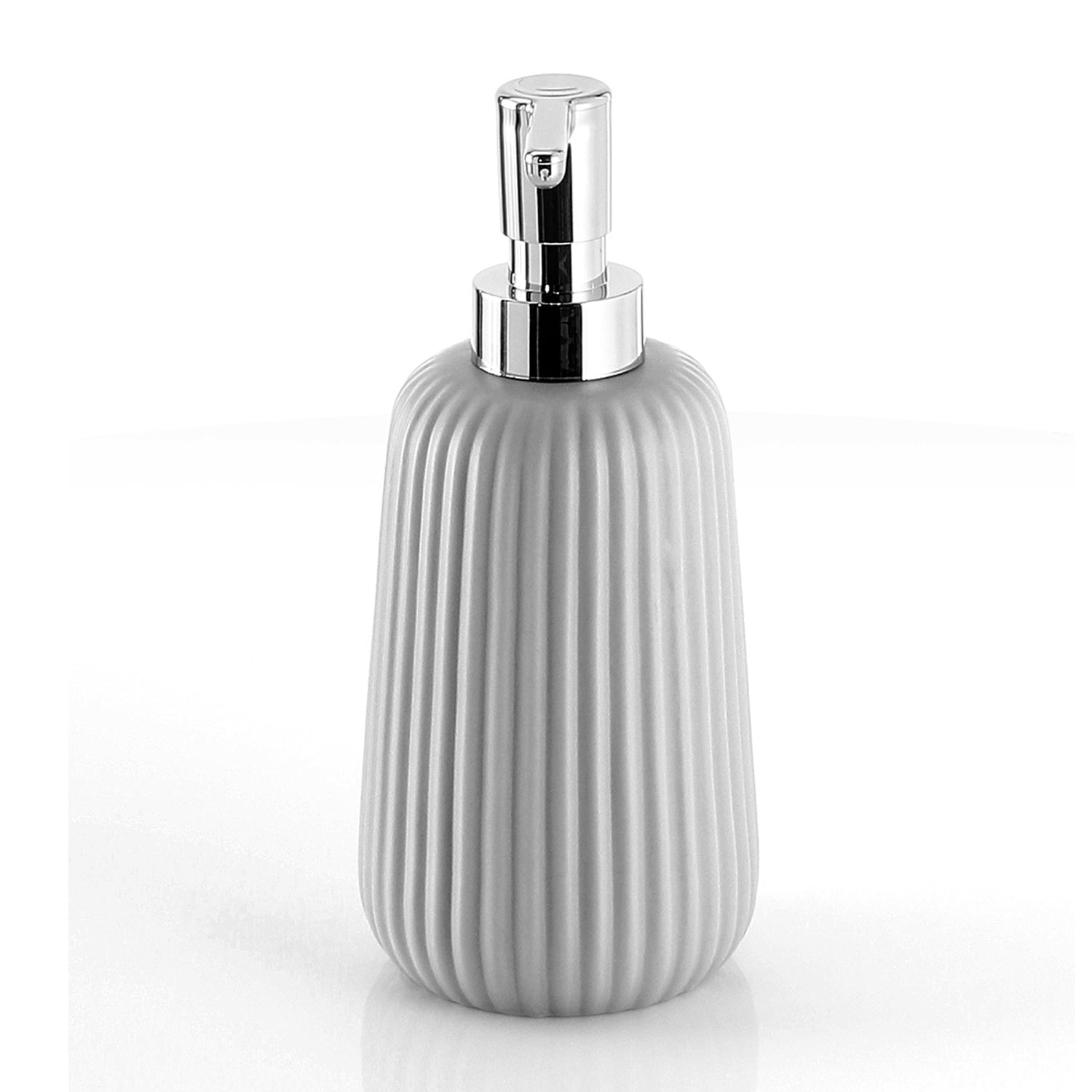  Dispenser sapone da appoggio in ceramica con erogatore in plastica cromata Gedy modello Marika - Grigio